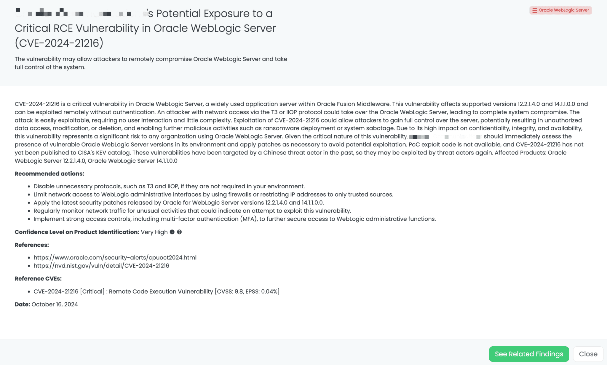 Black Kite’s Oracle WebLogic Server FocusTagTM details critical insights on the event for TPRM professionals.