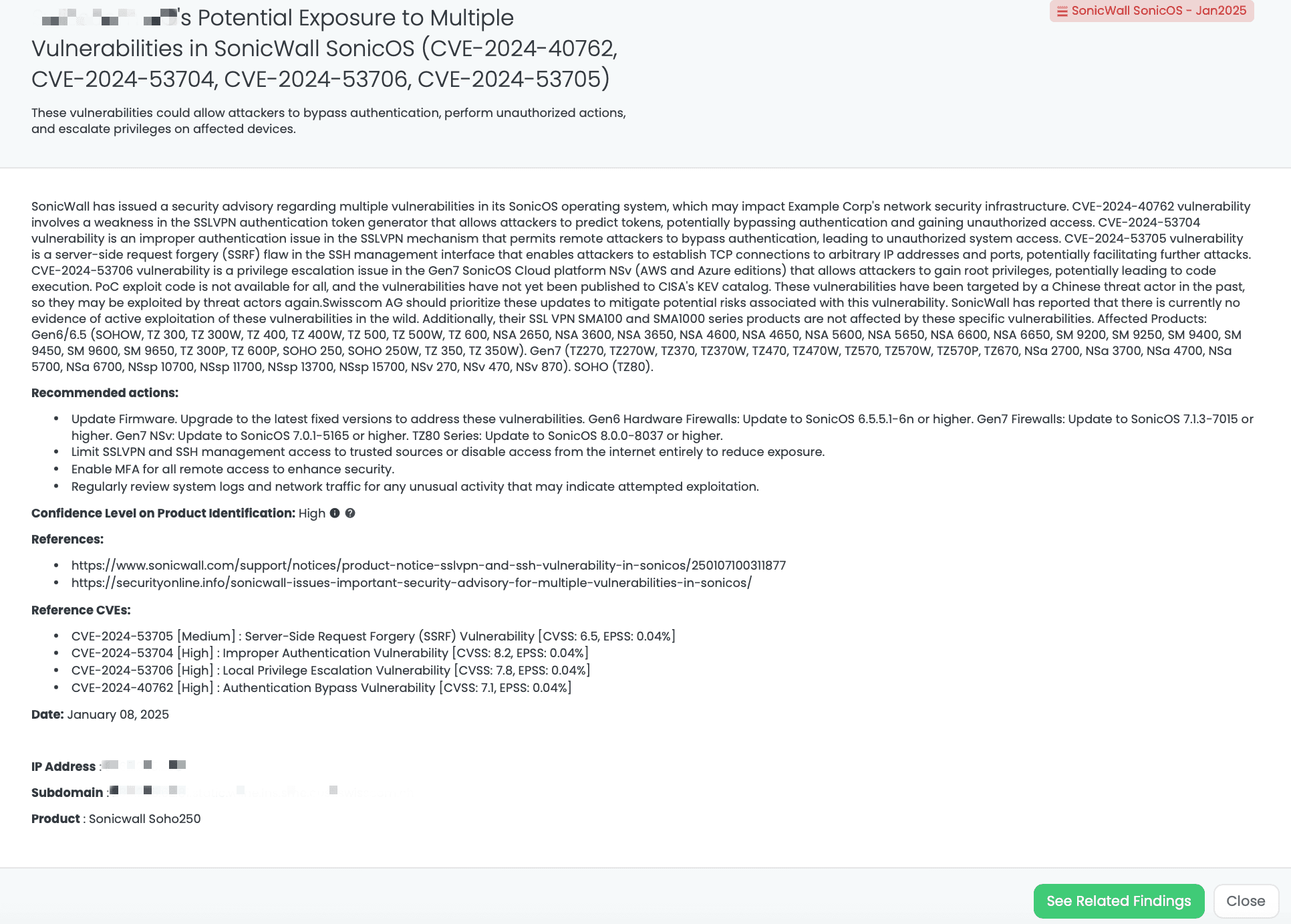 Black Kite’s SonicWall SonicOS FocusTagTM details critical insights on the event for TPRM professionals.