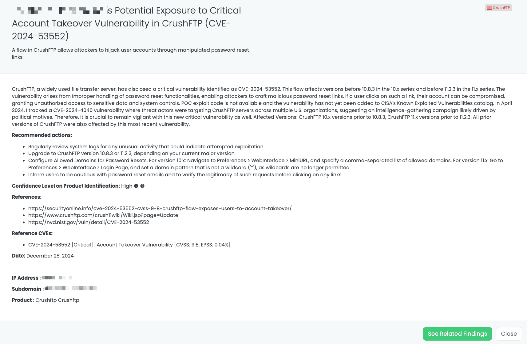 Black Kite’s CrushFTP FocusTagTM details critical insights on the event for TPRM professionals.