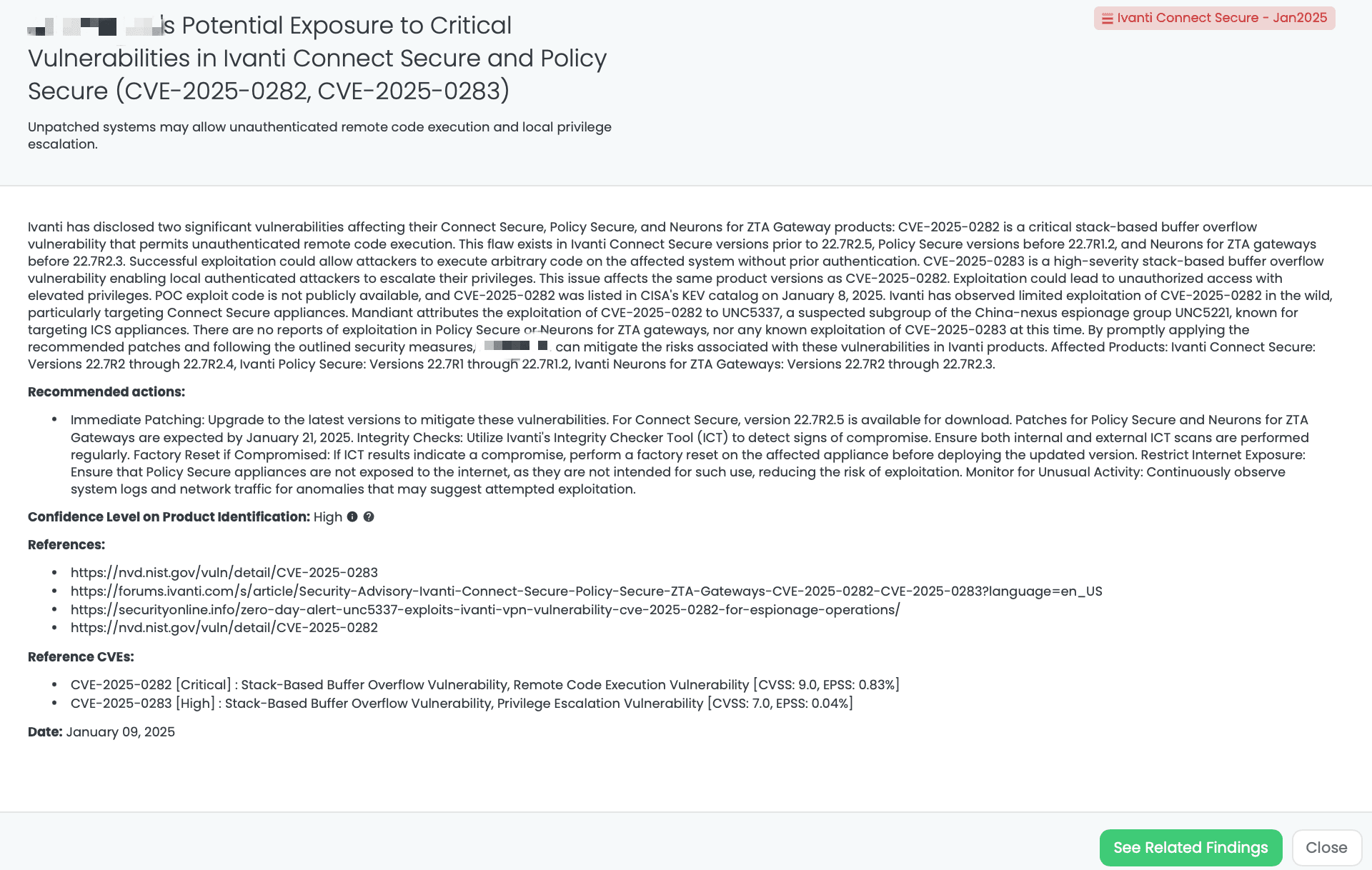 Black Kite’s Ivanti Connect Secure – Jan2025 FocusTagTM details critical insights on the event for TPRM professionals.