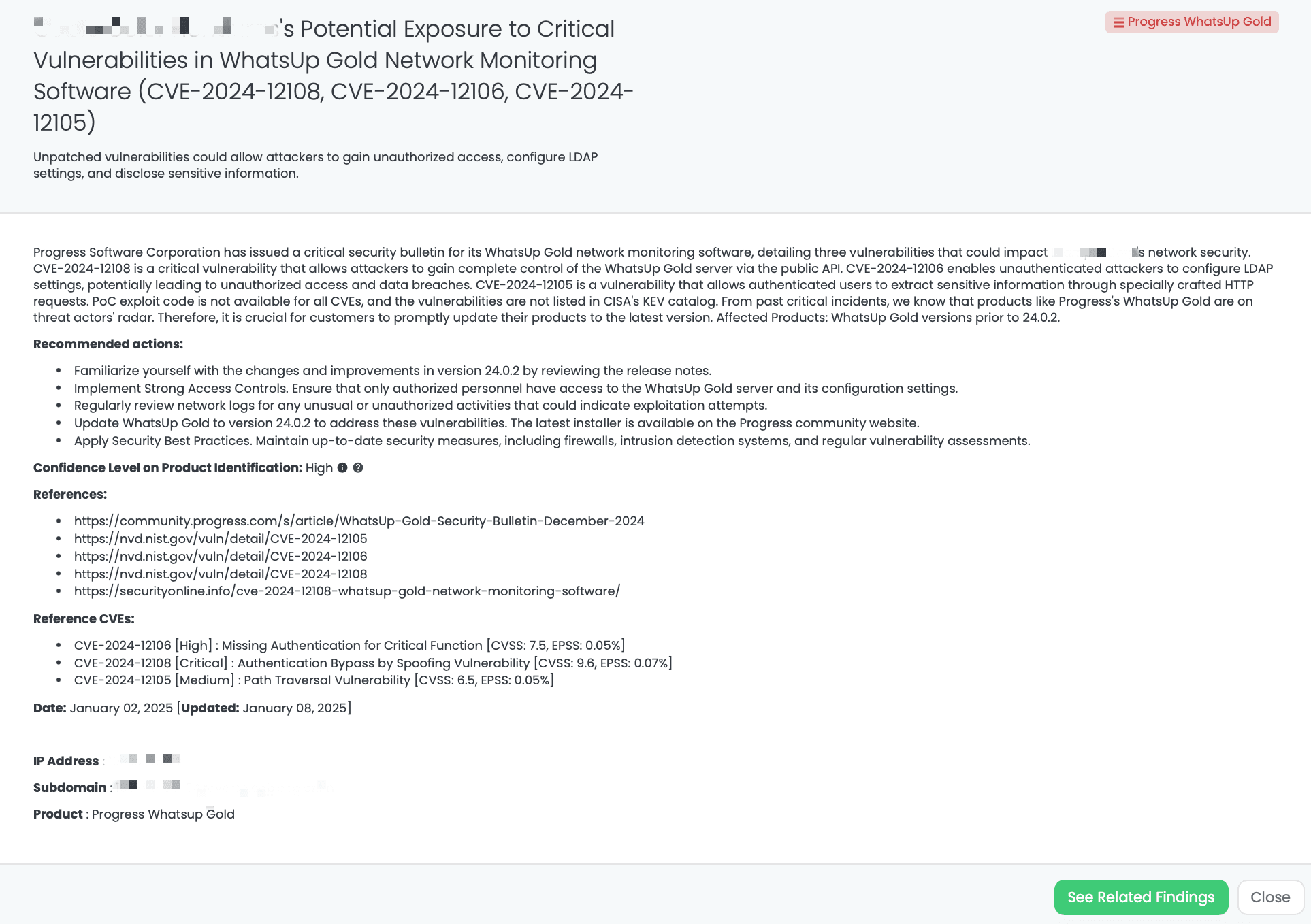 Black Kite’s Progress WhatsUp Gold FocusTagTM details critical insights on the event for TPRM professionals.