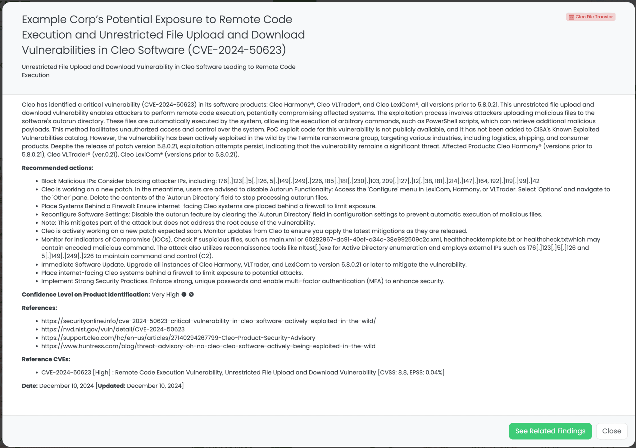 Black Kite’s CLEO File Transfer FocusTag™ details.