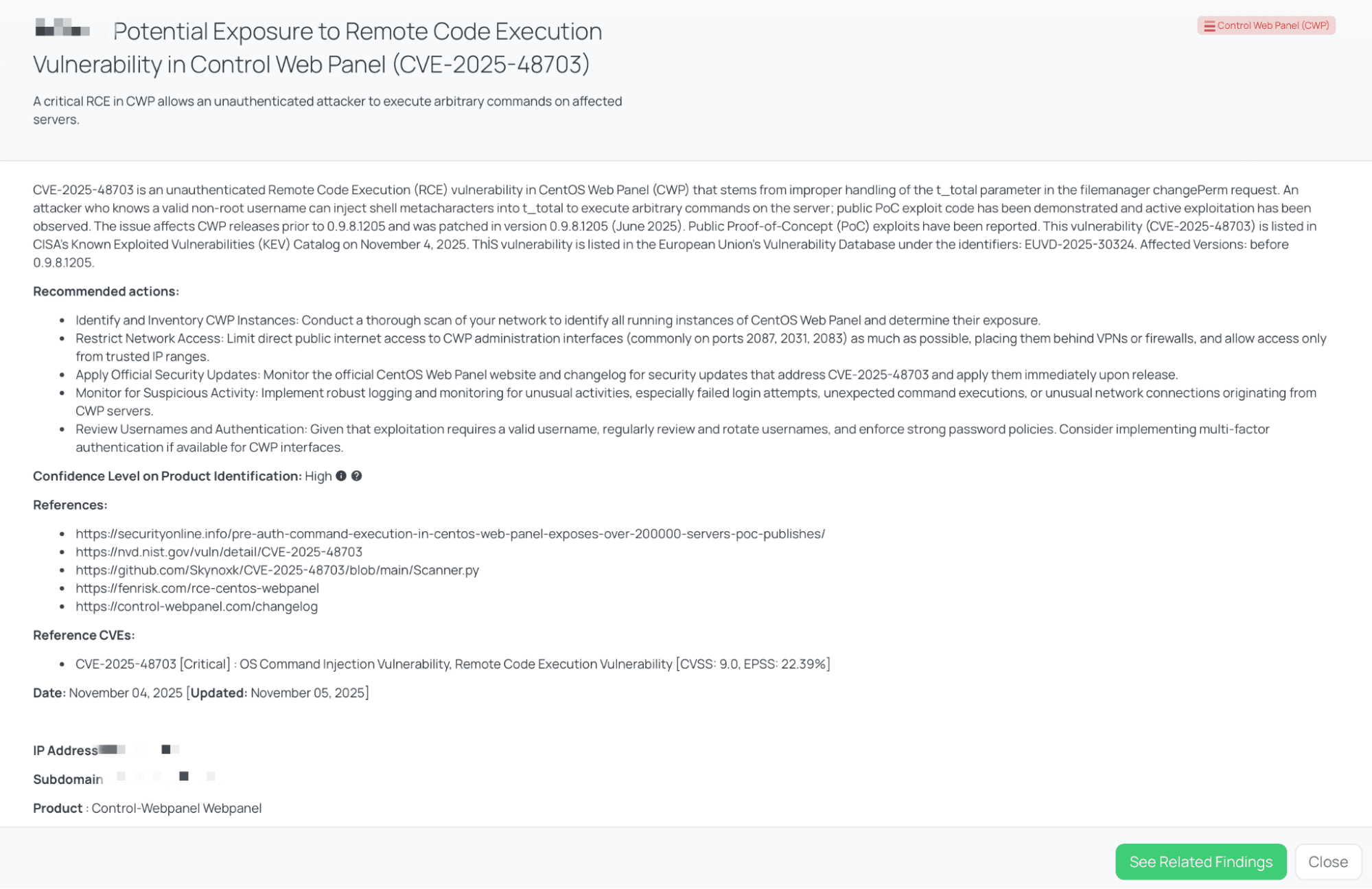 Black Kite’s Control Web Panel (CWP) FocusTagTM details critical insights on the event for TPRM professionals