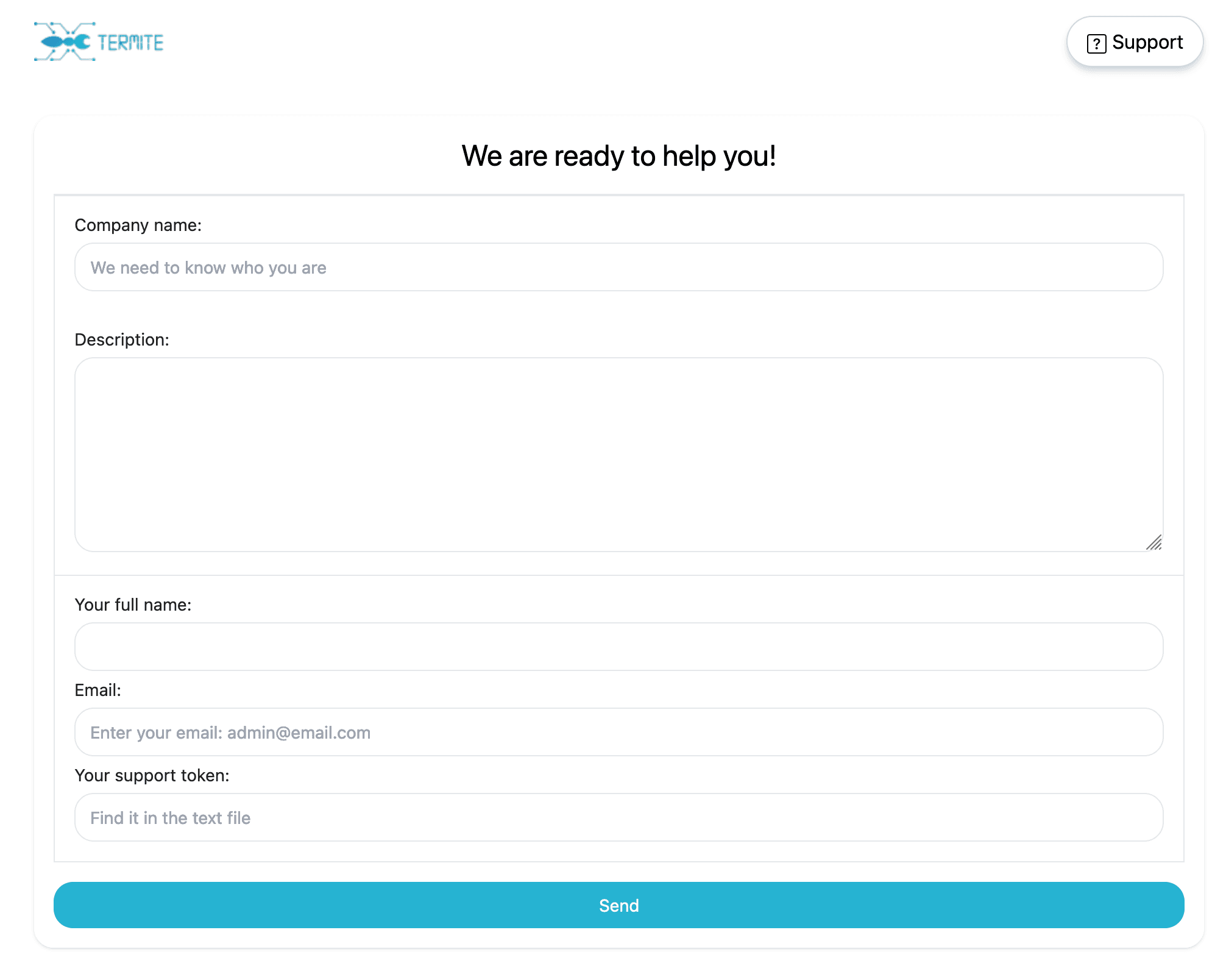 Termite Ransomware Group’s dark web Support Page.