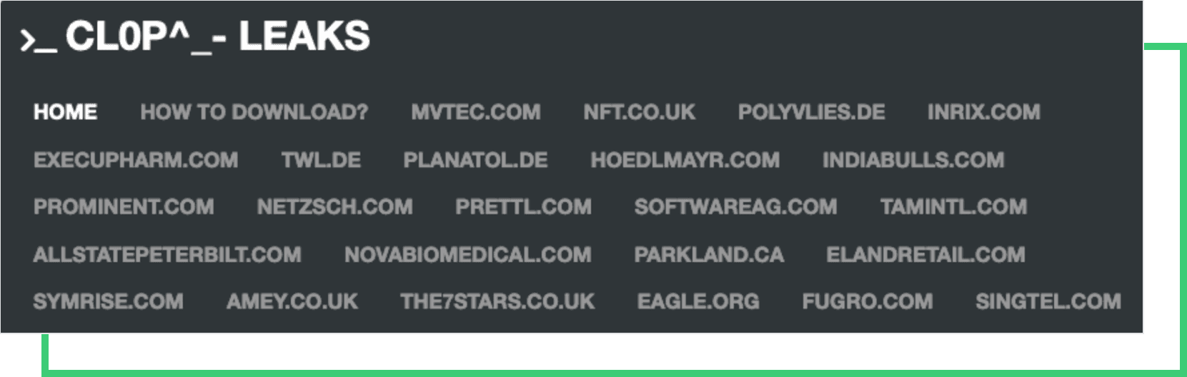 The affected companies published on Clop’s Leaks