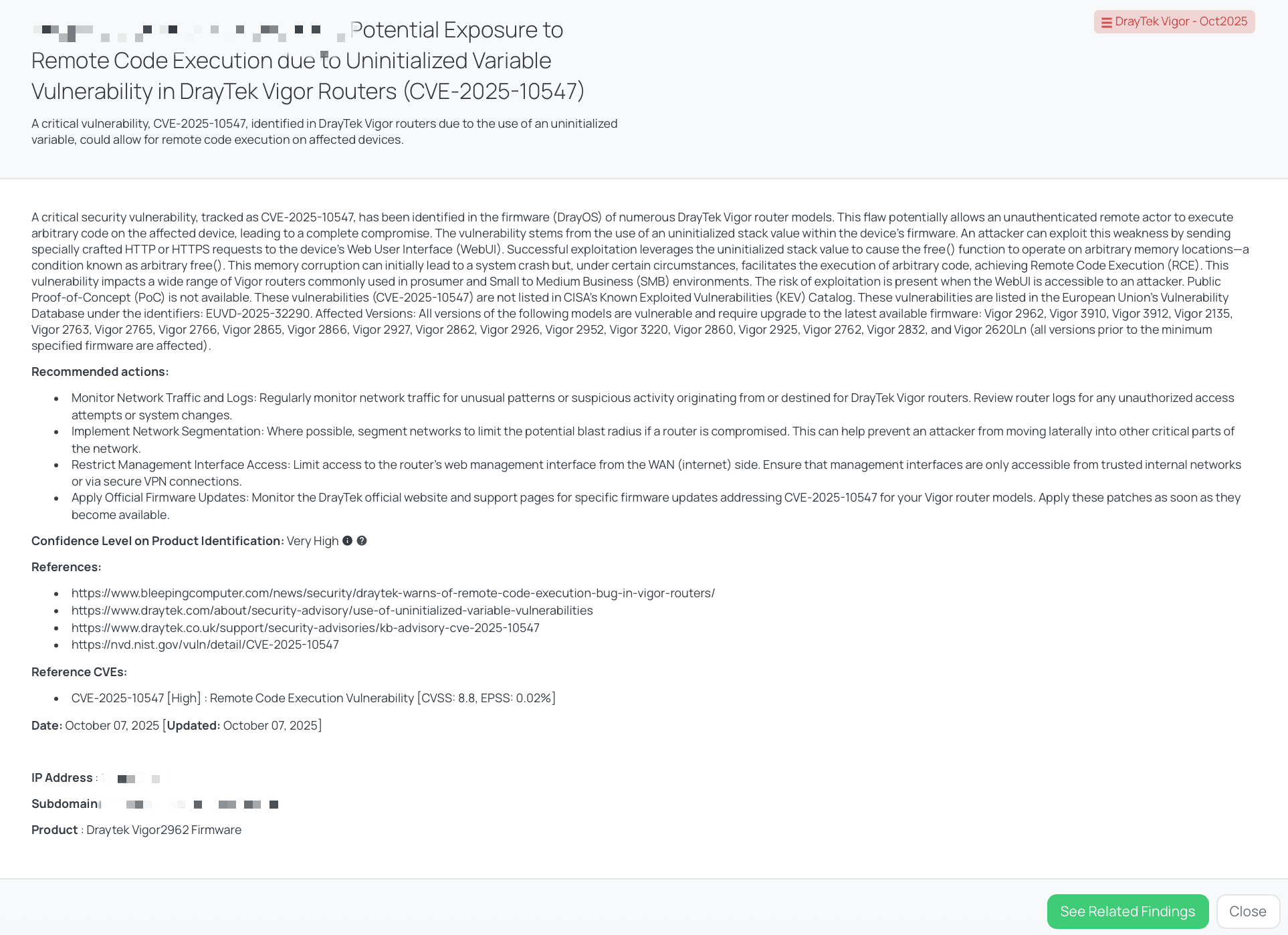 Black Kite’s DrayTek Vigor – Oct2025 FocusTagTM details critical insights on the event for TPRM professionals.