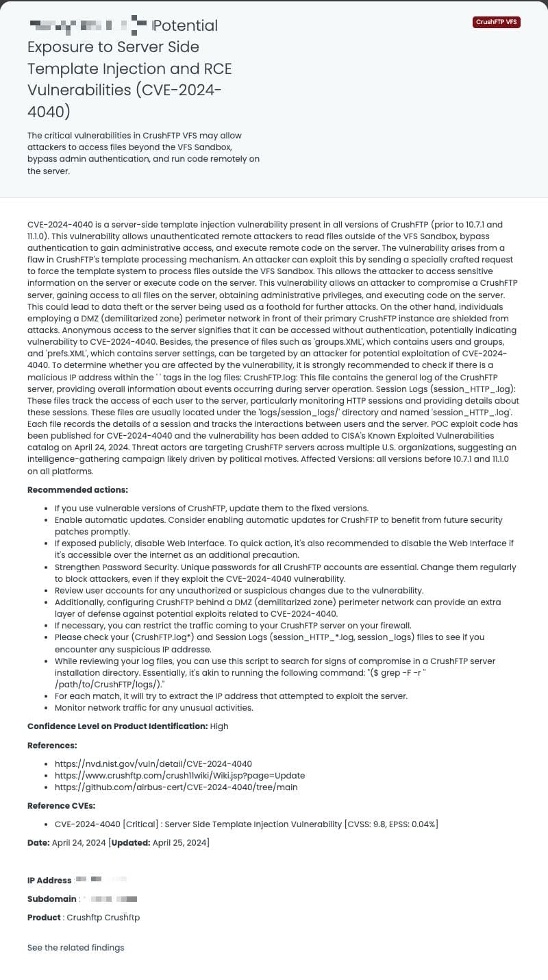 TPRM specialists can leverage insights from CVE-2024-4040 to assess and prioritize risks diligently, fortifying their defenses effectively.