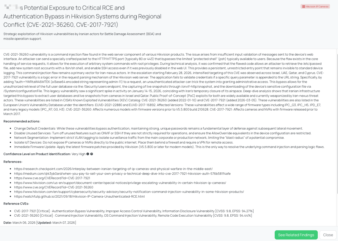 Black Kite's Hikvision IP Cameras FocusTag® details critical insights on the event for TPRM professionals.