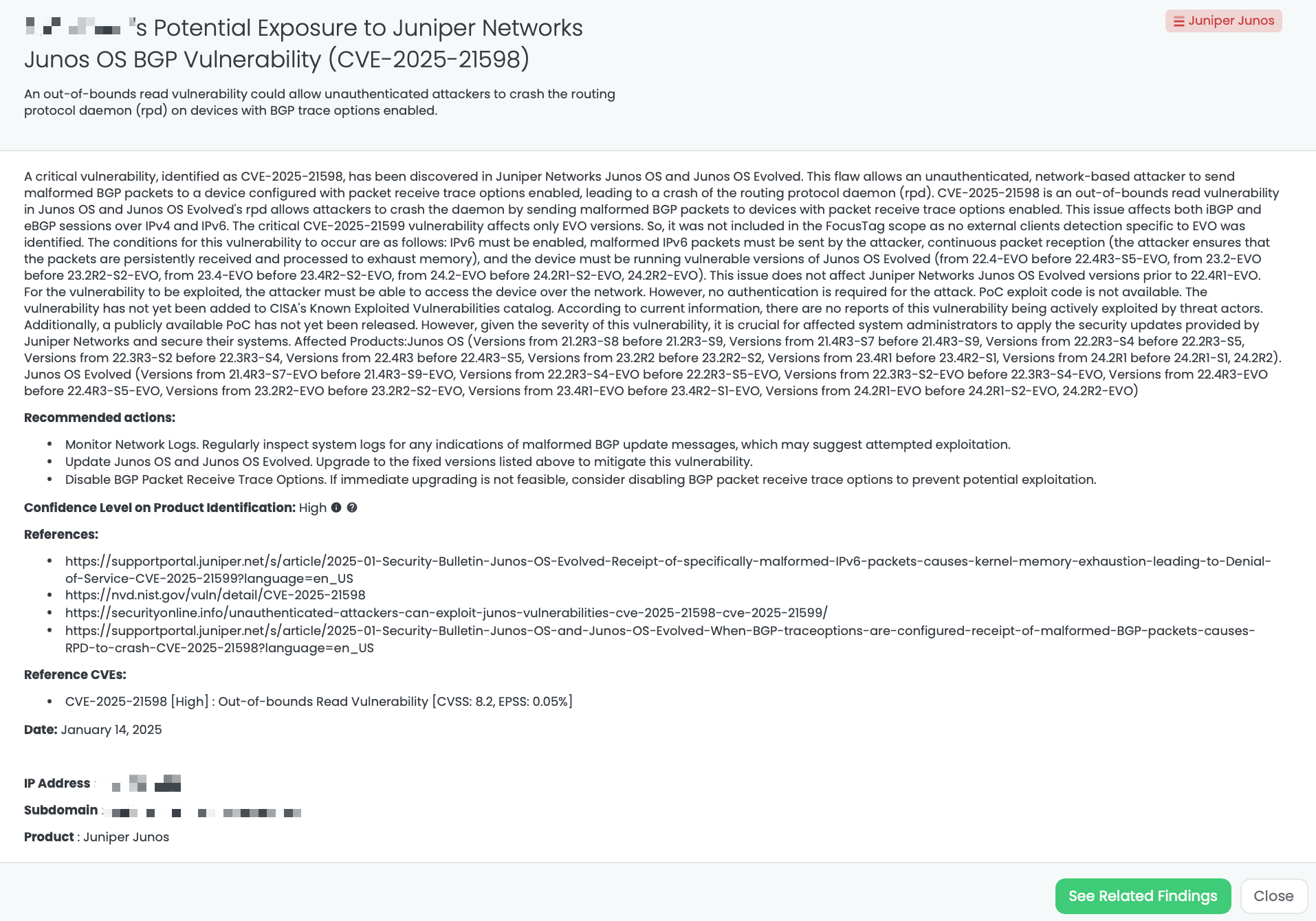 Black Kite’s Juniper Junos FocusTagTM details critical insights on the event for TPRM professionals.