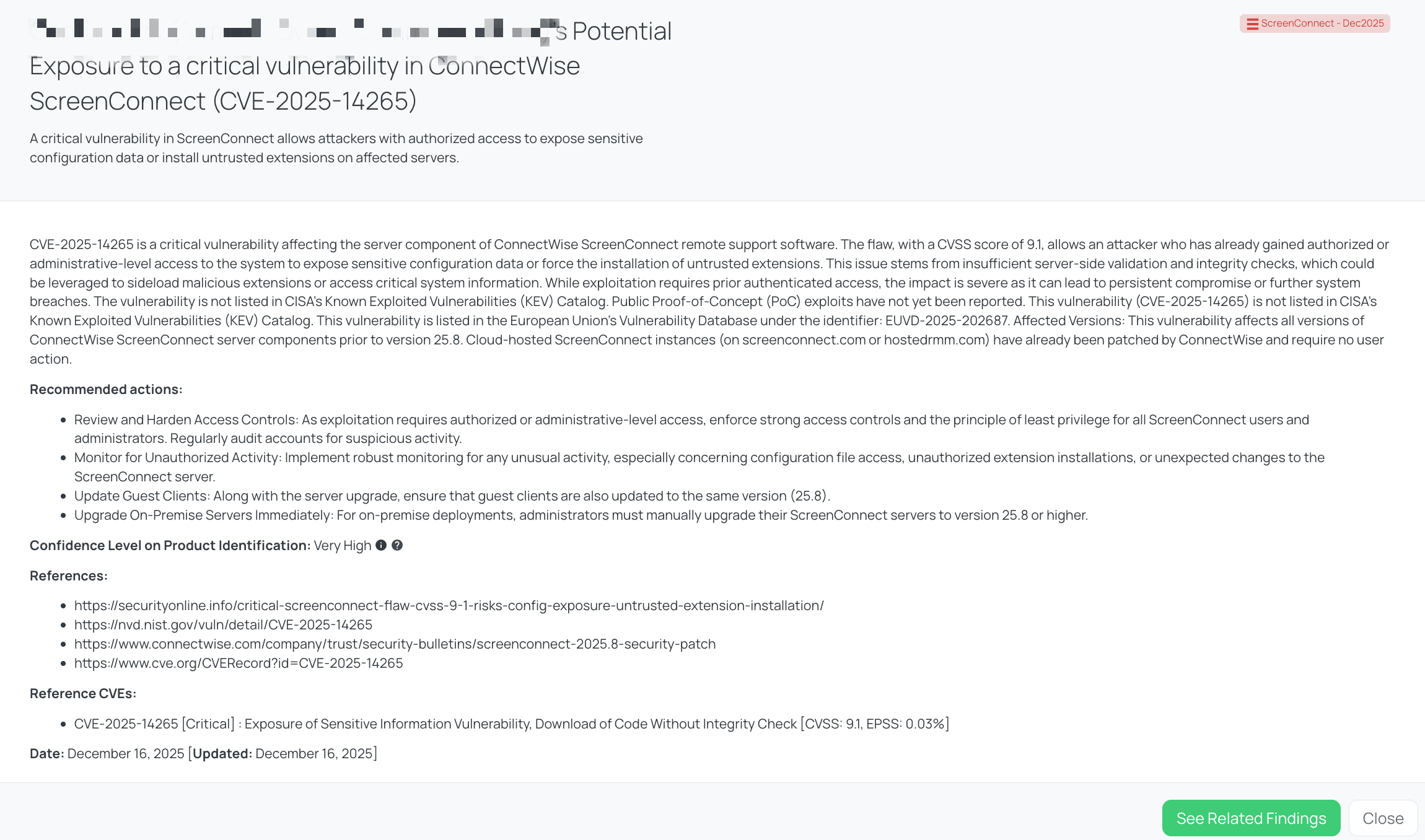 Black Kite’s ScreenConnect - Dec2025 FocusTagTM details critical insights on the event for TPRM professionals.