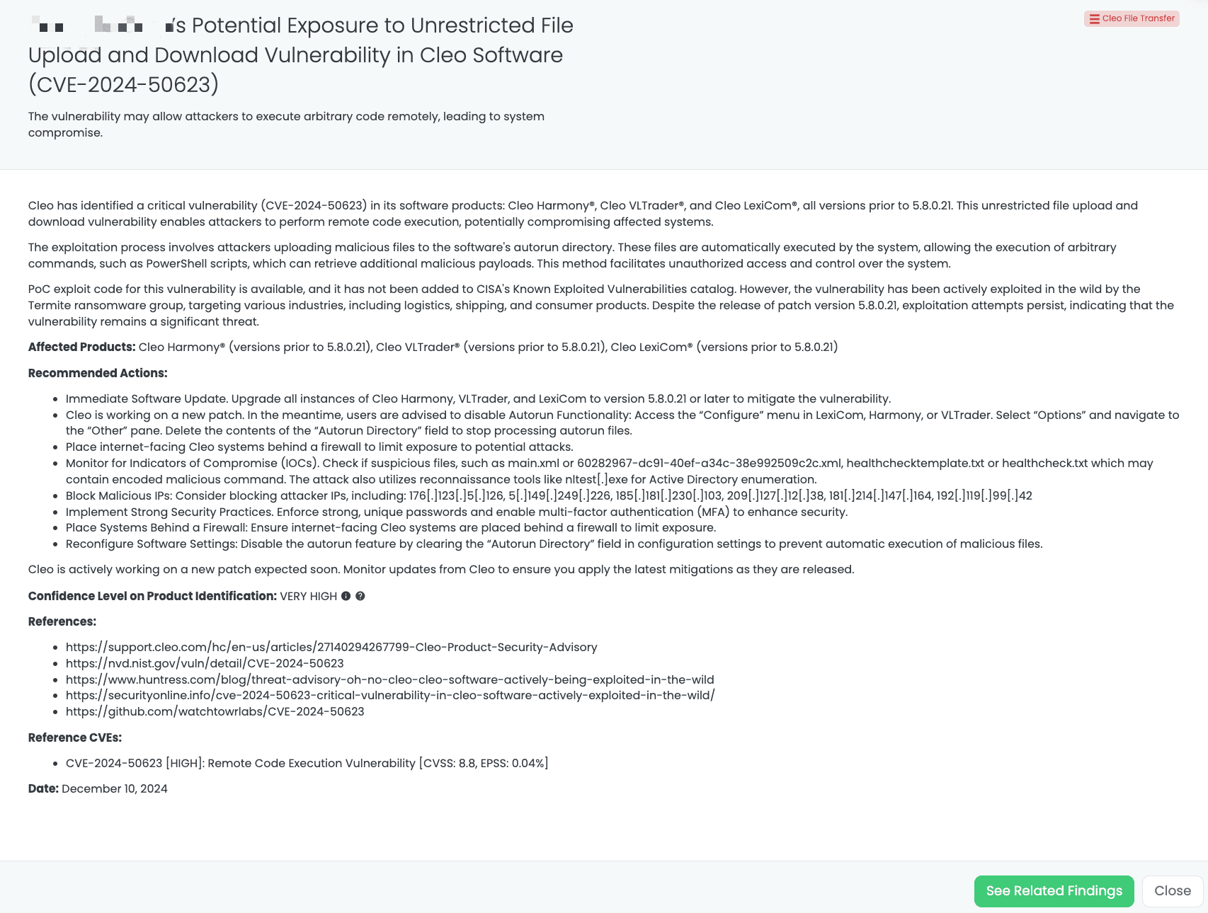 Black Kite’s Cleo File Transfer FocusTagTM details critical insights on the event for TPRM professionals.