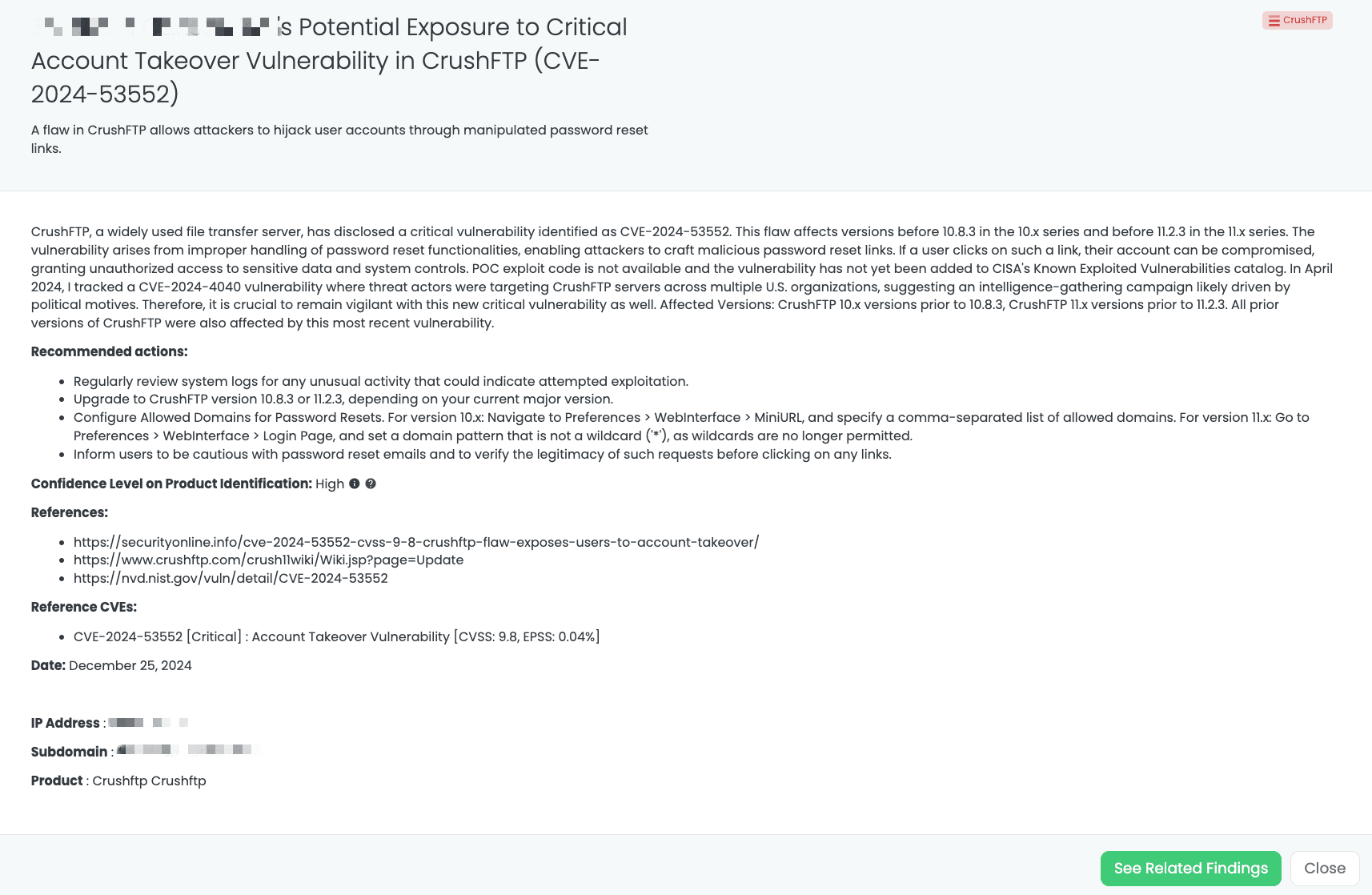 Black Kite’s CrushFTP FocusTagTM details critical insights on the event for TPRM professionals.