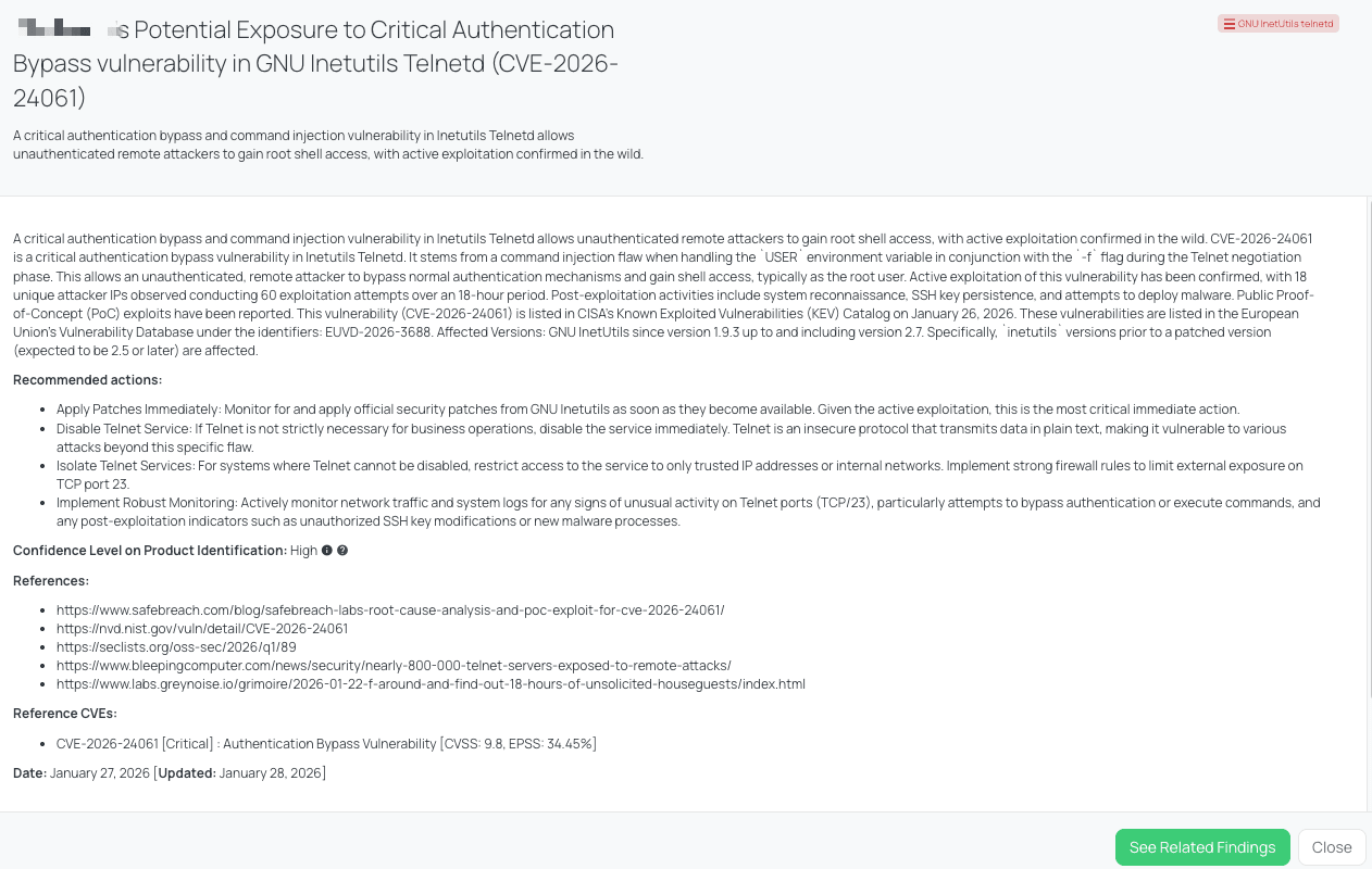 Black Kite's GNU InetUtils telnetd FocusTag® details critical insights on the event for TPRM professionals.