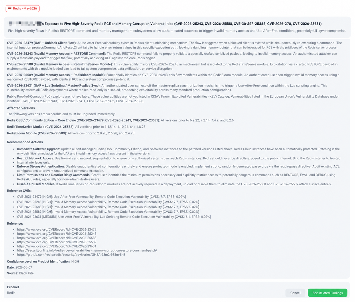Black Kite's Redis - May2026 FocusTag® details critical insights on the event for TPRM professionals.