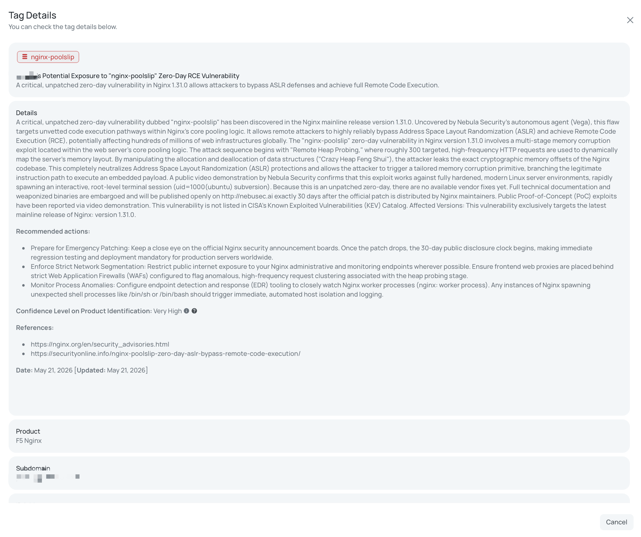 Black Kite's nginx-poolslip FocusTag® details critical insights on the nginx-poolslip zero-day for TPRM professionals.