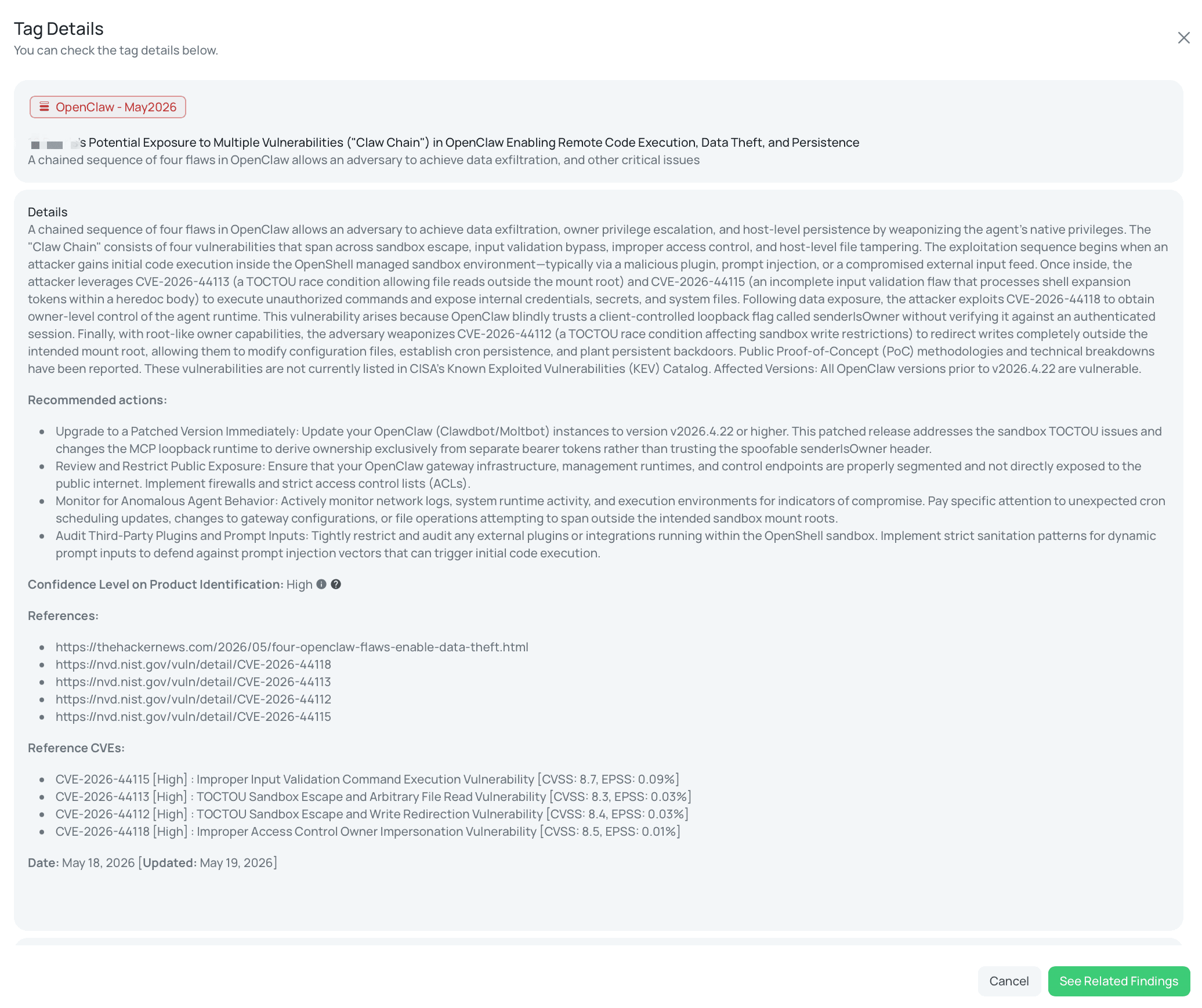 Black Kite's OpenClaw - May2026 FocusTag® details critical insights on the Claw Chain for TPRM professionals.