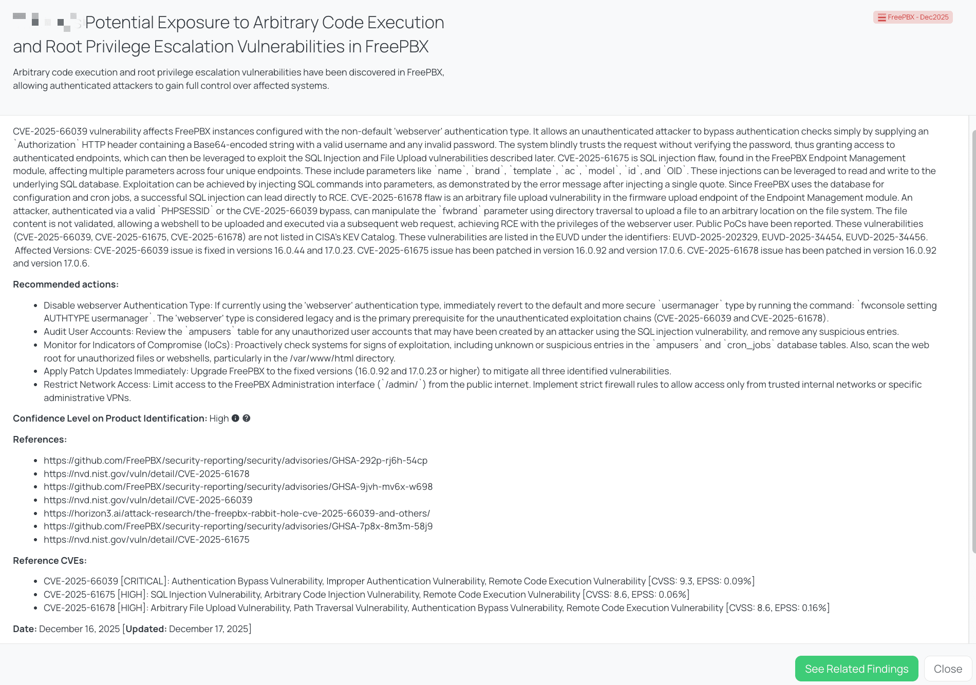 Black Kite’s FreePBX - Dec2025 FocusTagTM details critical insights on the event for TPRM professionals.