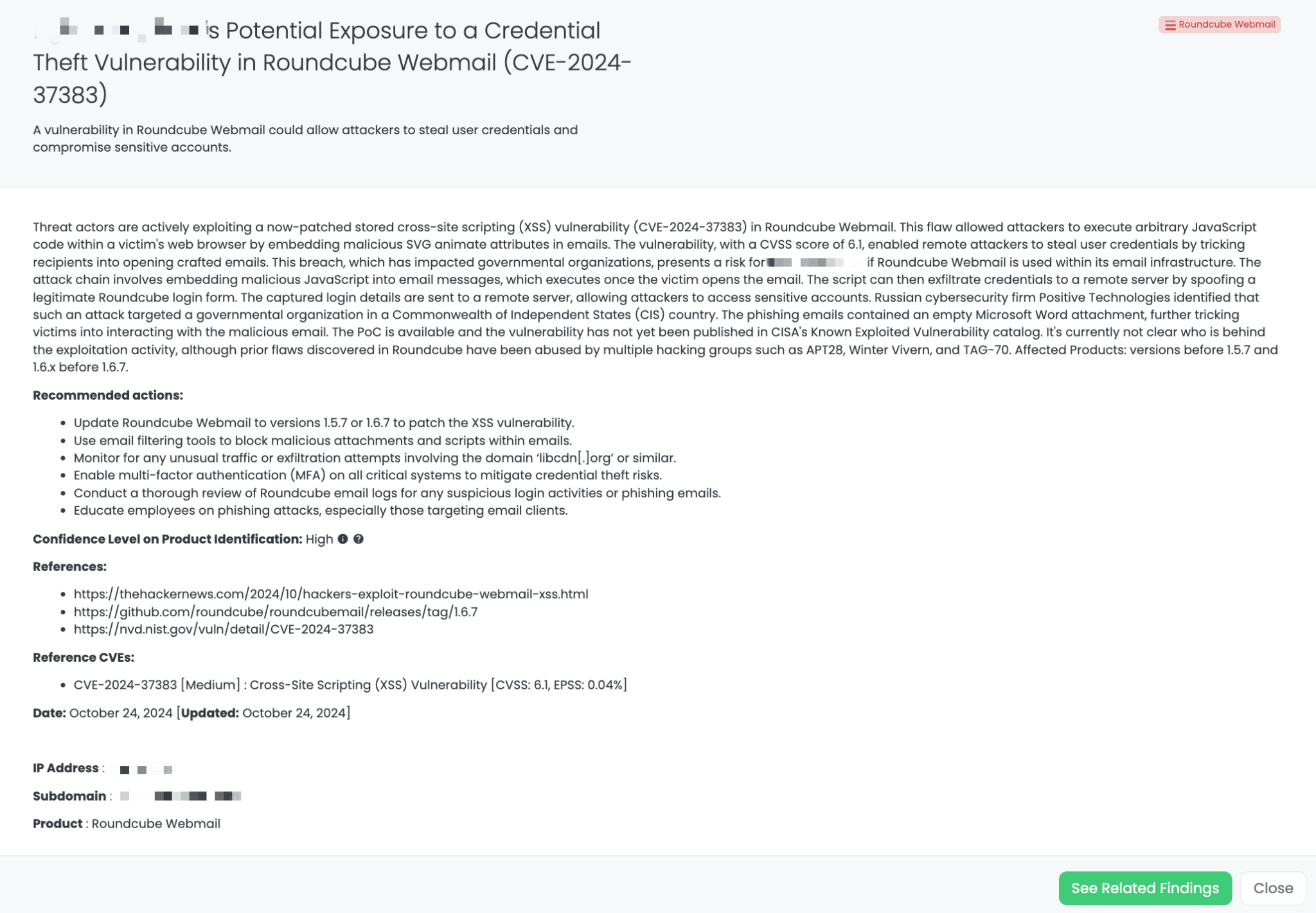 Black Kite’s Roundcube Webmail FocusTagTM details critical insights on the event for TPRM professionals.