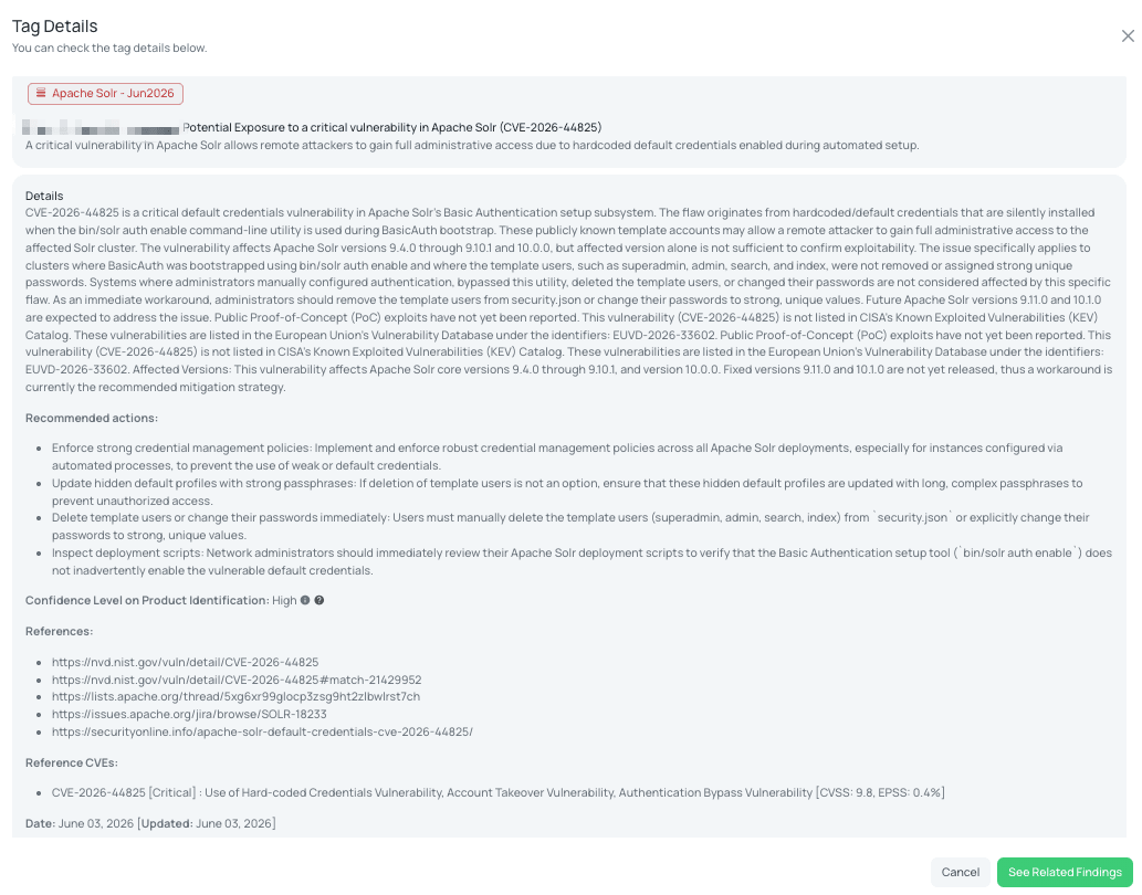 Black Kite's Apache Solr - Jun2026 FocusTag® details critical insights on the event for TPRM professionals.