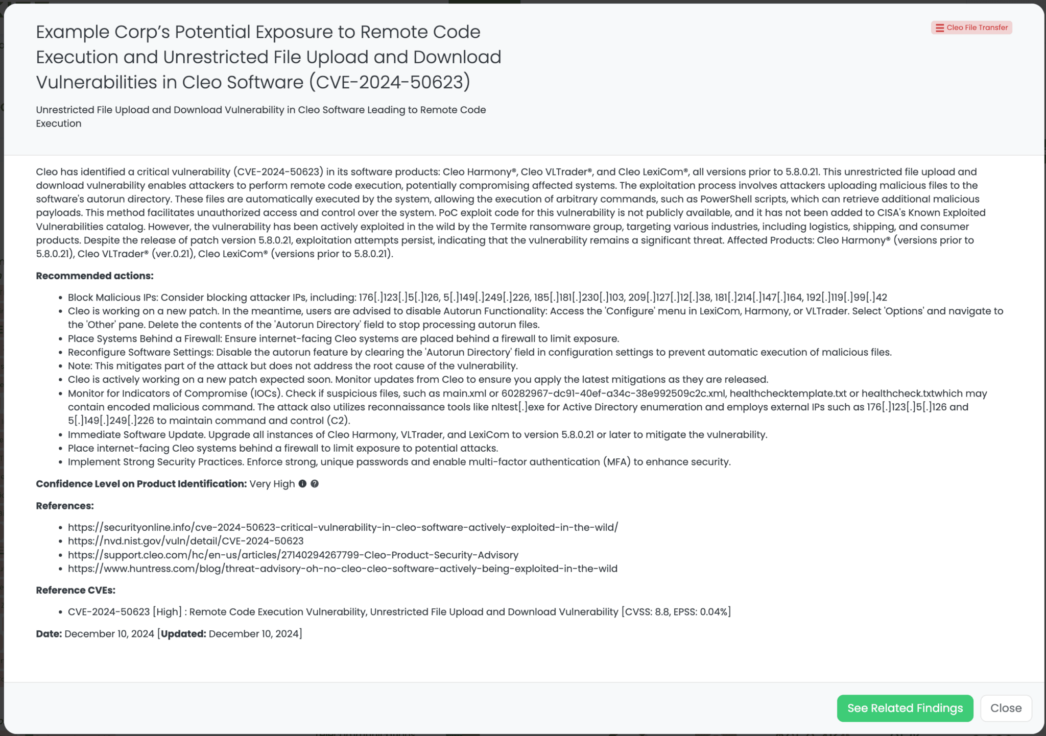 Black Kite’s CLEO File Transfer FocusTag™ details.