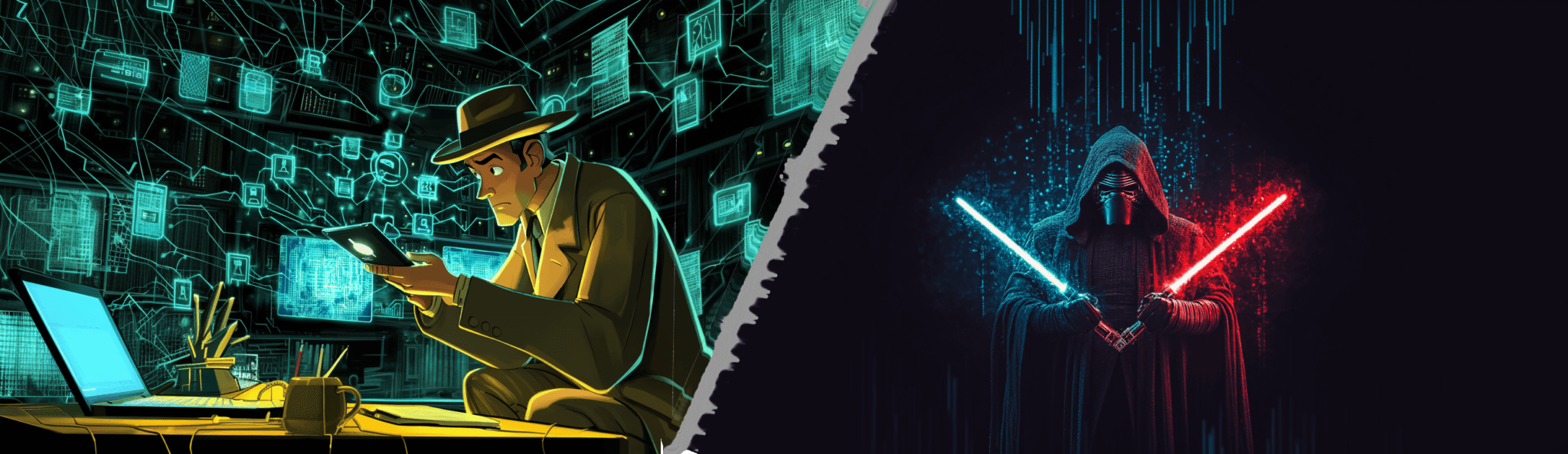 AI-generated image depicting cyber defense as pop icons