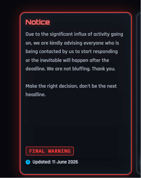 warning on shinyhunter's darkweb blog