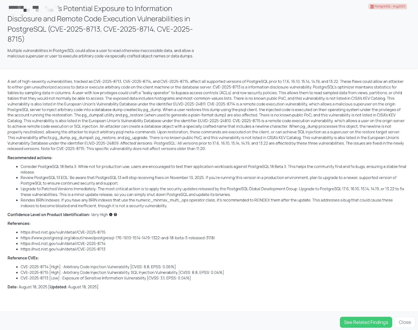 Black Kite’s PostgreSQL – Aug2025 FocusTagTM details critical insights on the event for TPRM professionals.