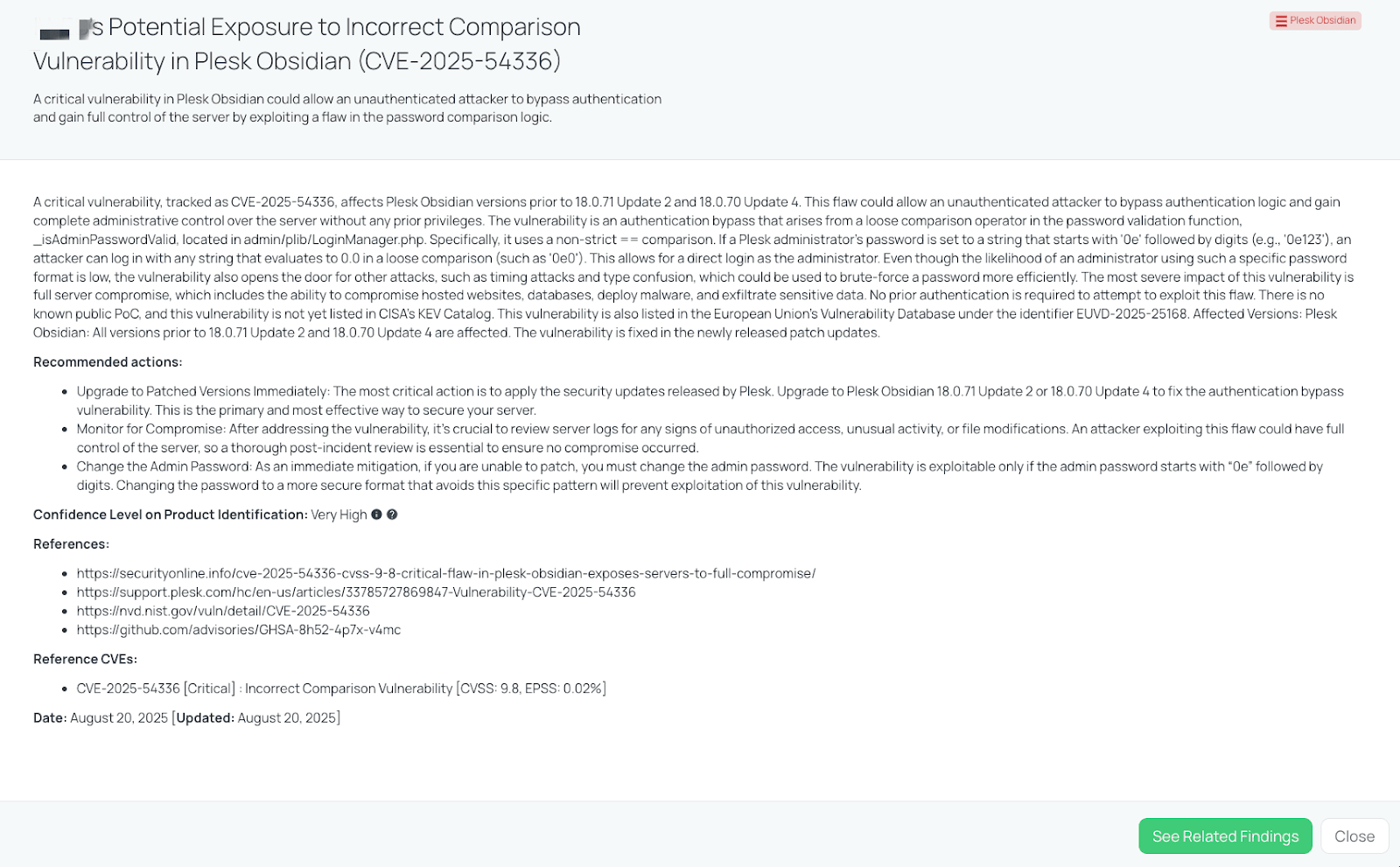 Black Kite’s Plesk Obsidian FocusTagTM details critical insights on the event for TPRM professionals.