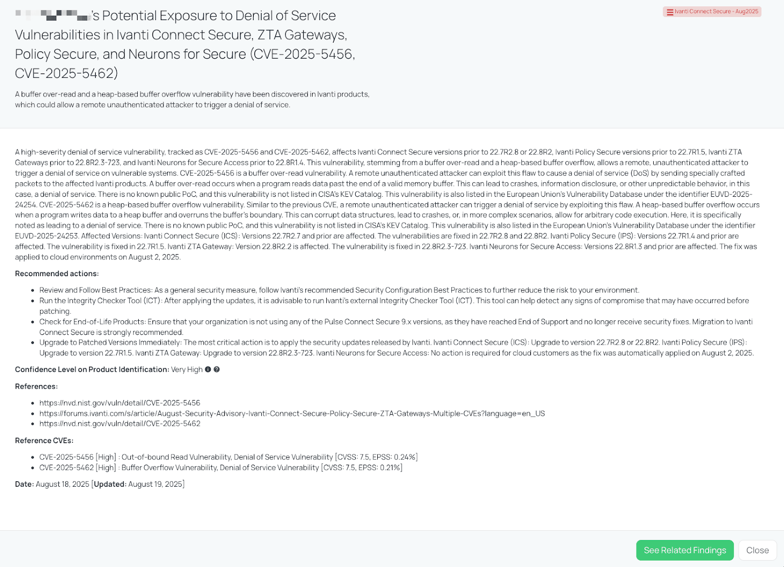 Black Kite’s Ivanti Connect Secure – Aug2025 FocusTagTM details critical insights on the event for TPRM professionals.