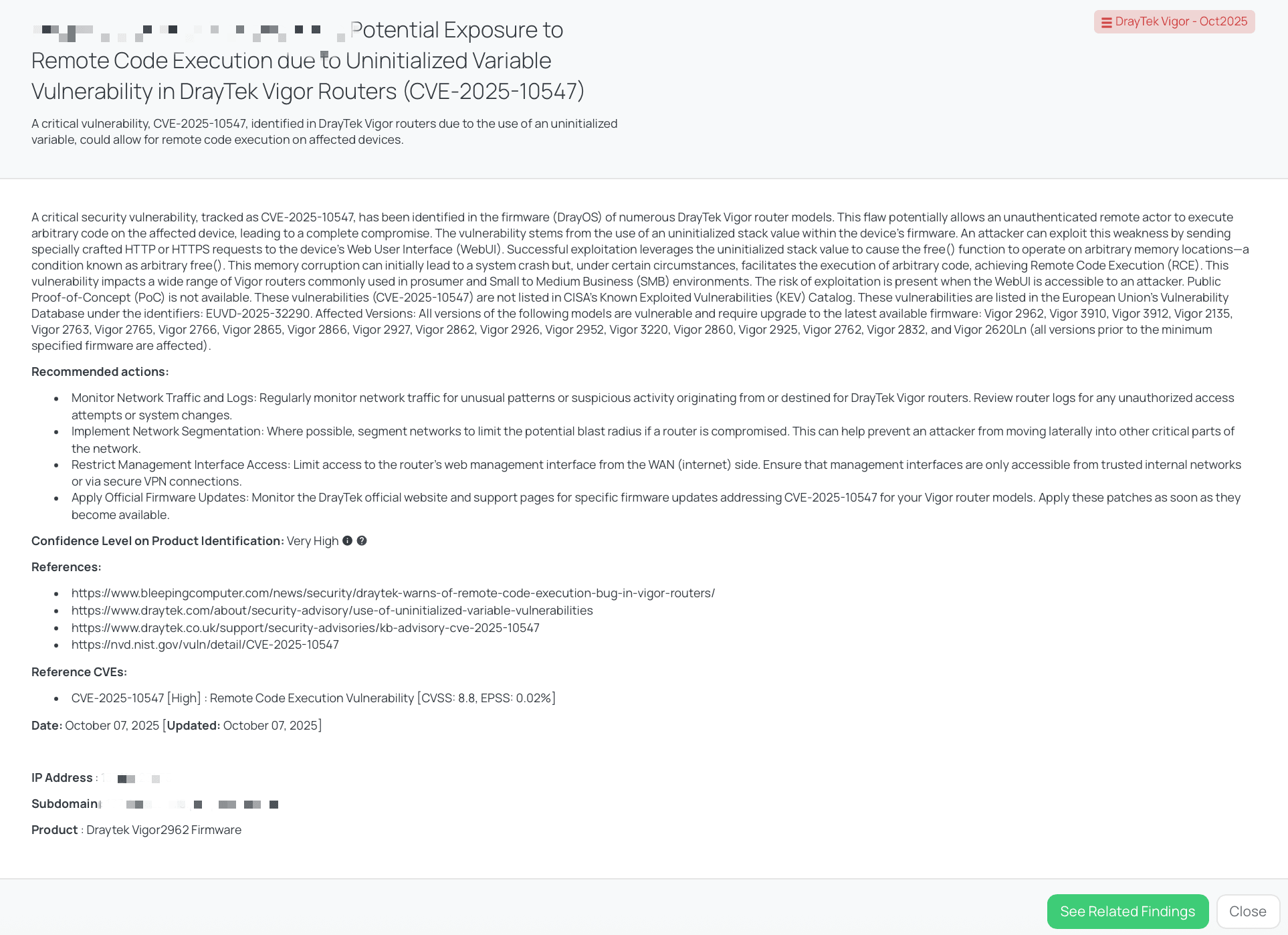 Black Kite’s DrayTek Vigor – Oct2025 FocusTagTM details critical insights on the event for TPRM professionals.