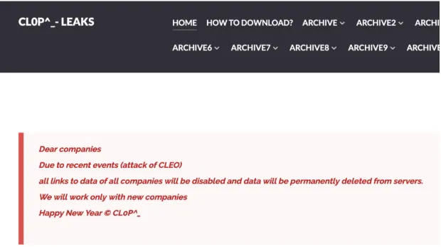 Cl0p’s announcement on December 13.