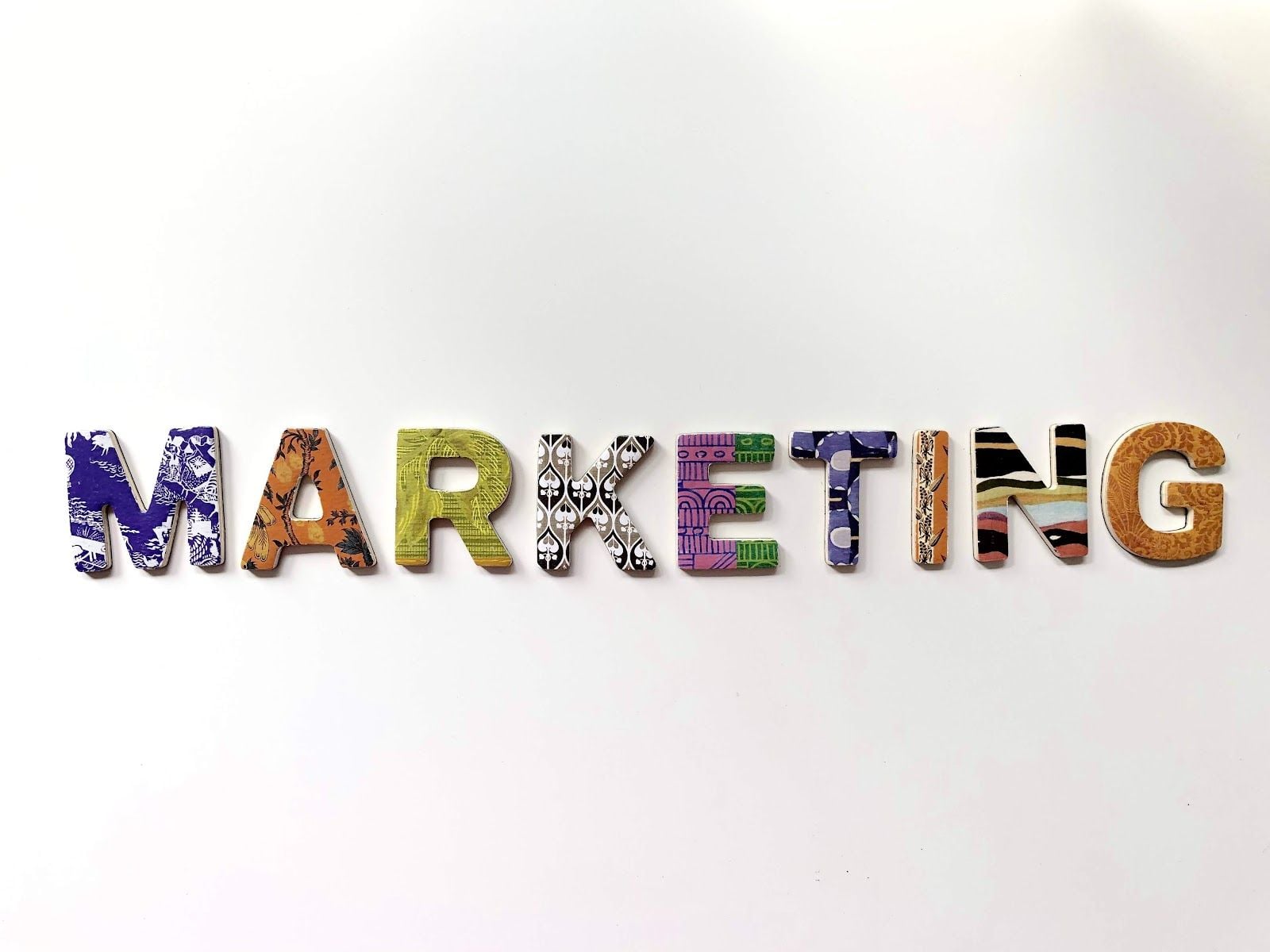 marketing spelled out in funky letters