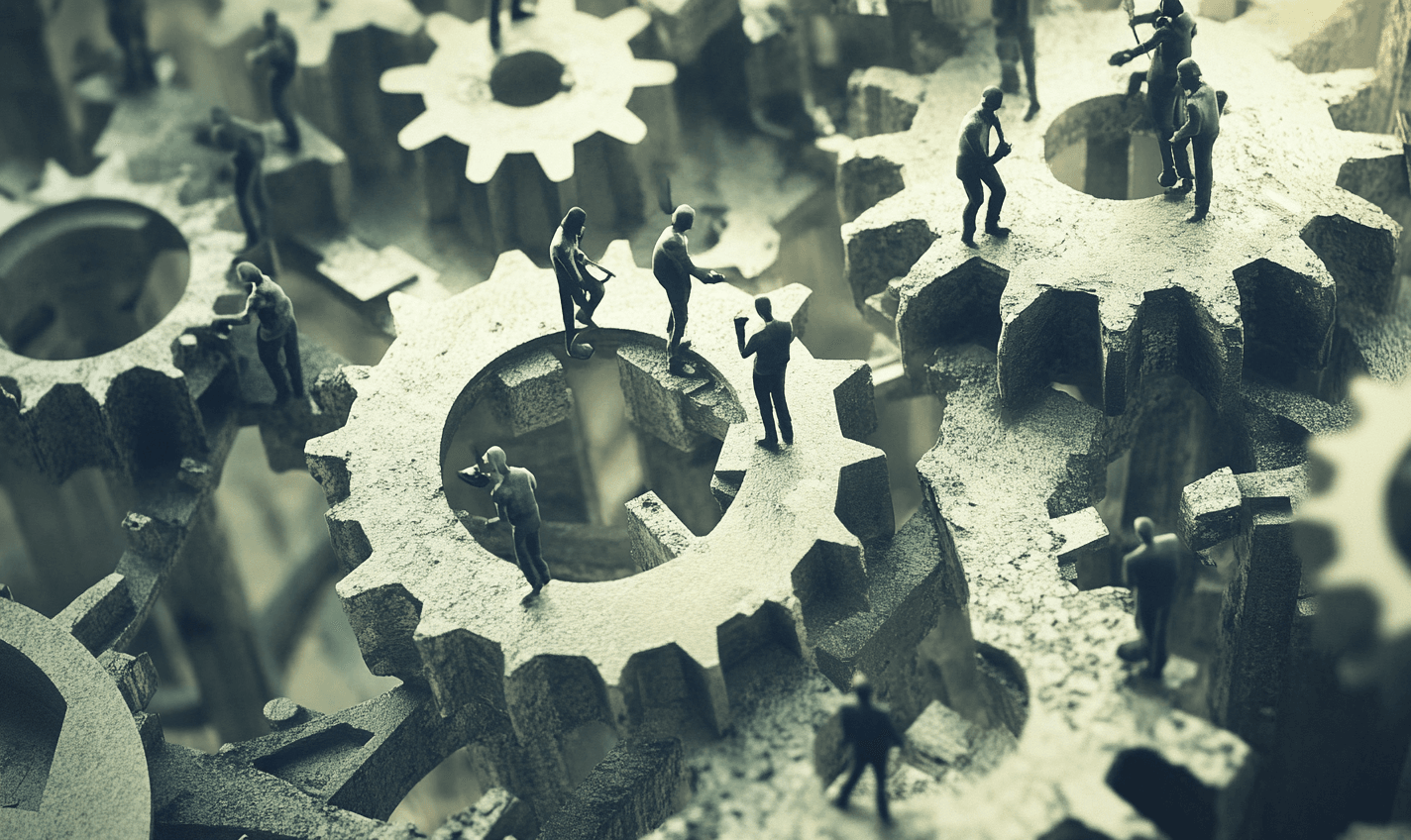 AI-generated image depicting the interconnectedness of people, process, and tools