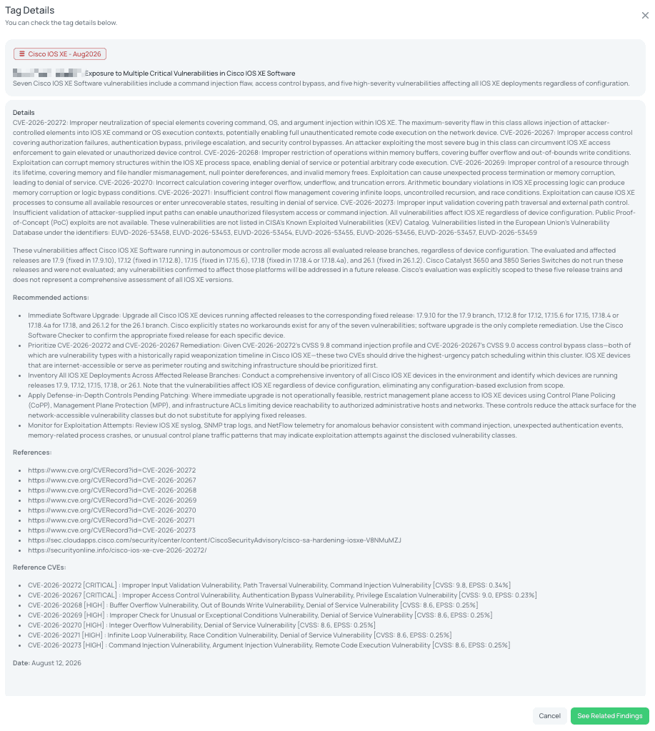 Black Kite's Cisco IOS XE - Aug2026 FocusTag® details critical insights on the event for TPRM professionals.