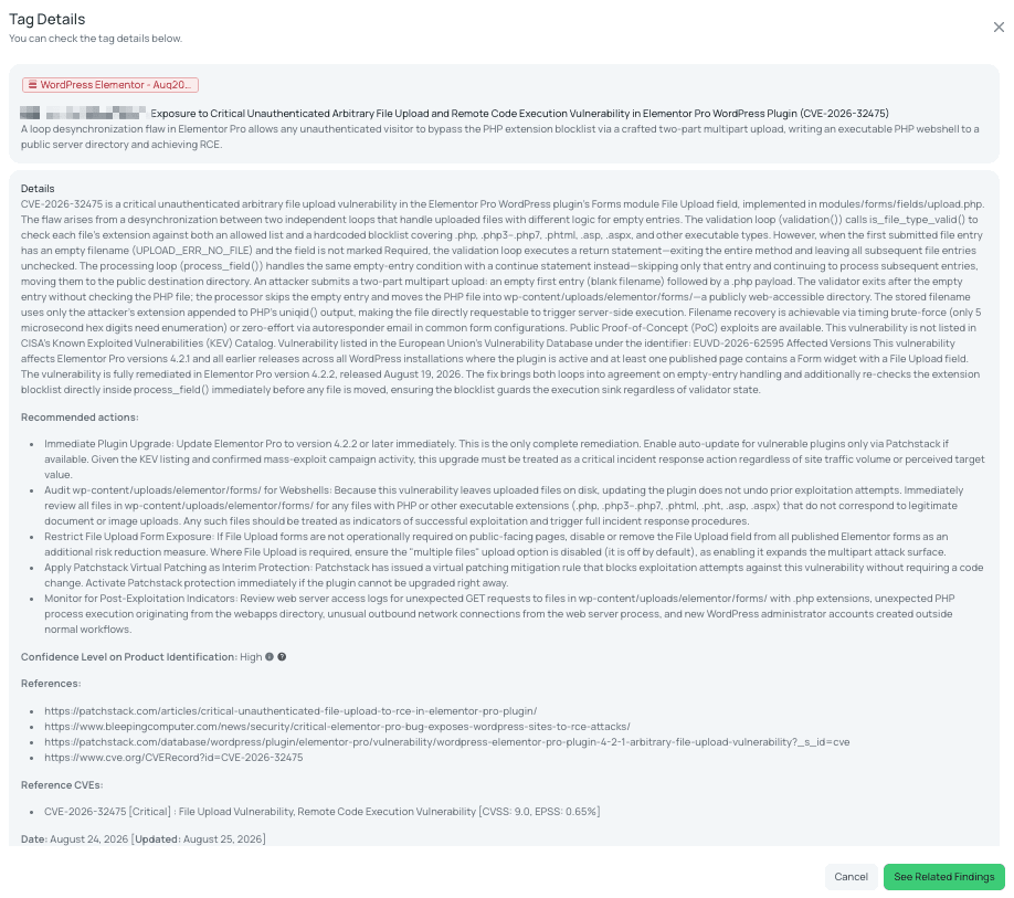 Black Kite's WordPress Elementor - Aug2026 FocusTag® details critical insights on the event for TPRM professionals.