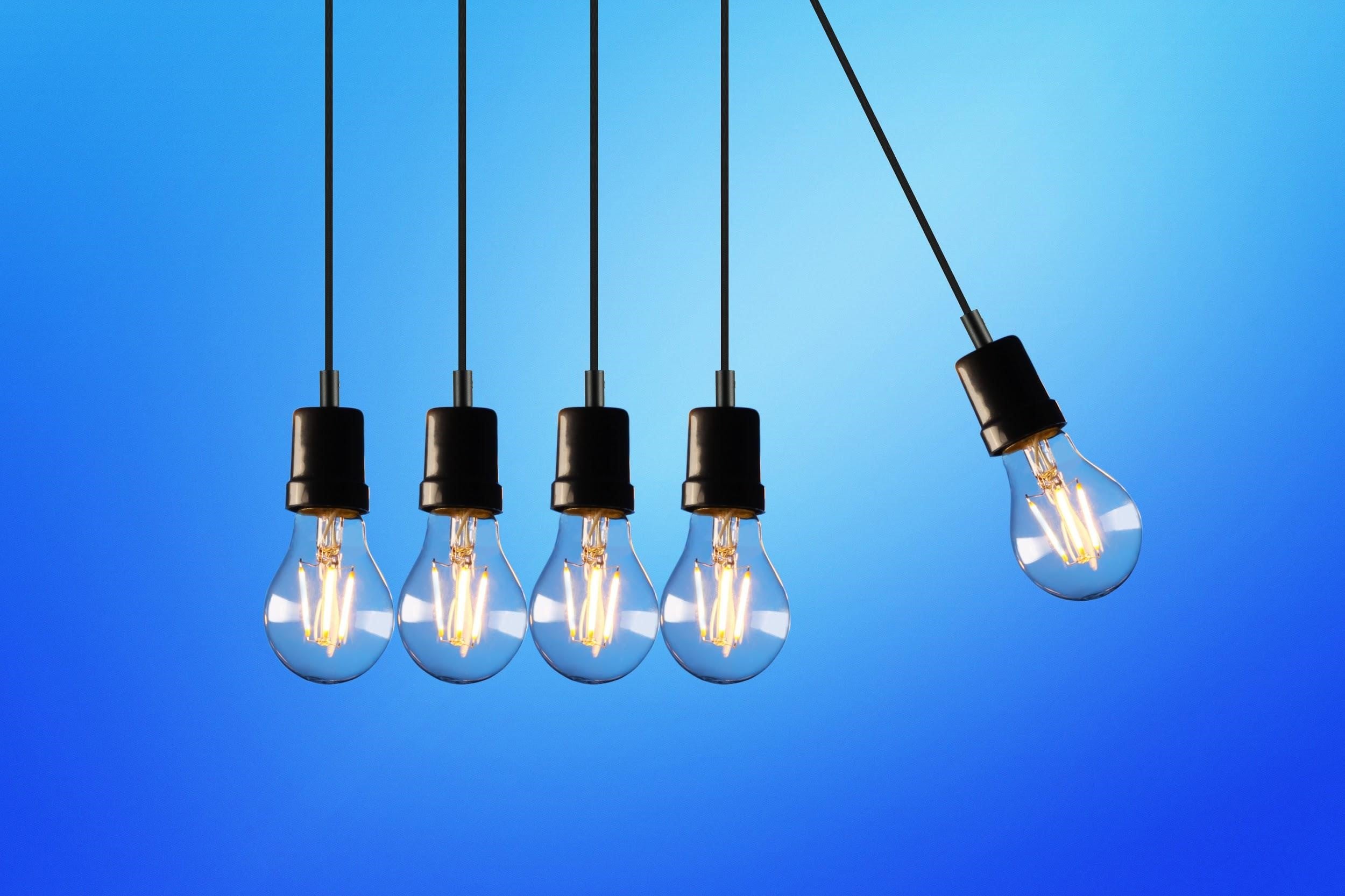newton cradle lightbulbs.