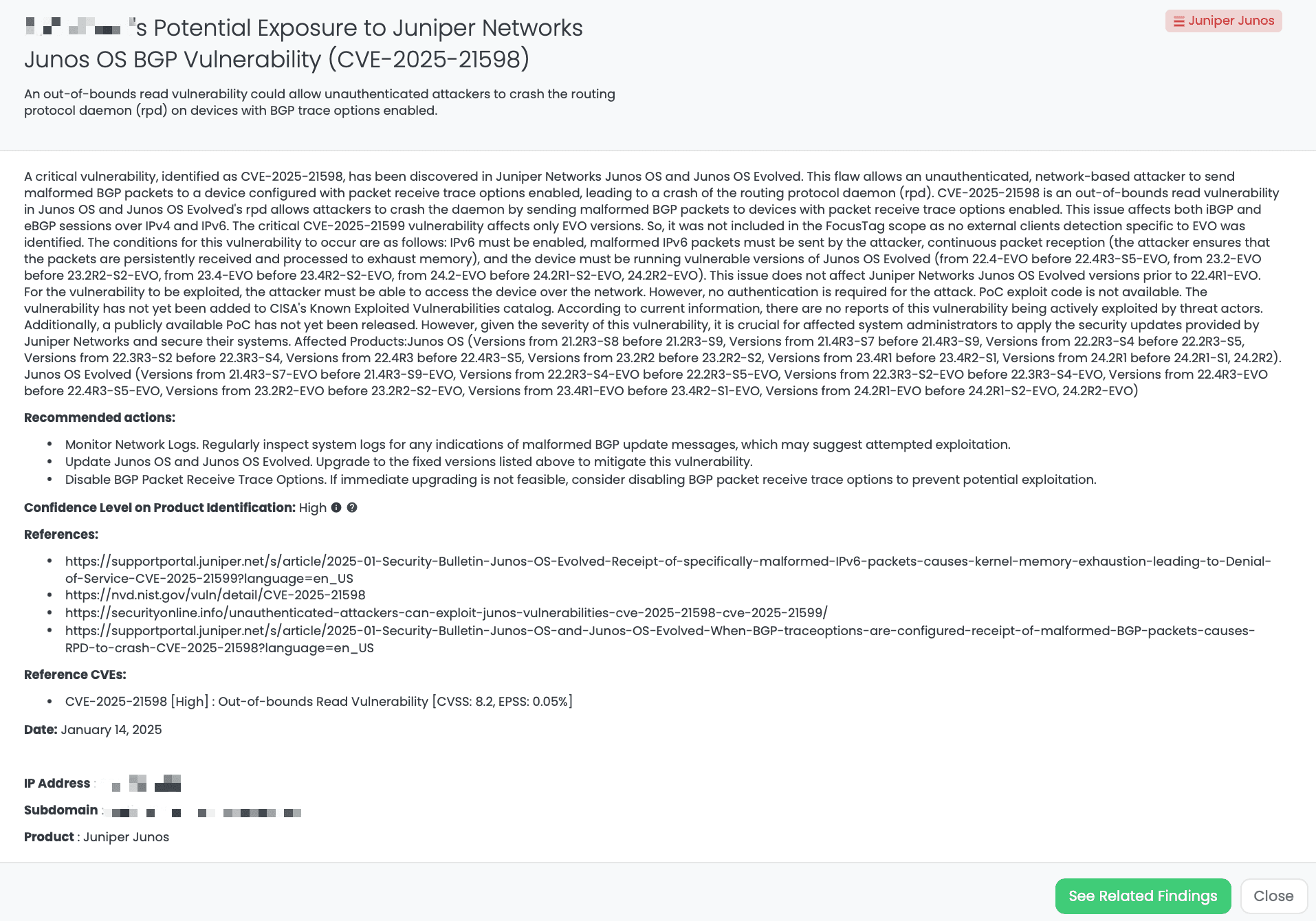 Black Kite’s Juniper Junos FocusTagTM details critical insights on the event for TPRM professionals.