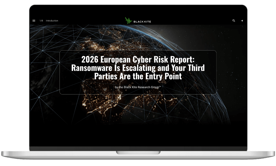 2026 European Cyber Risk Report cover in laptop frame