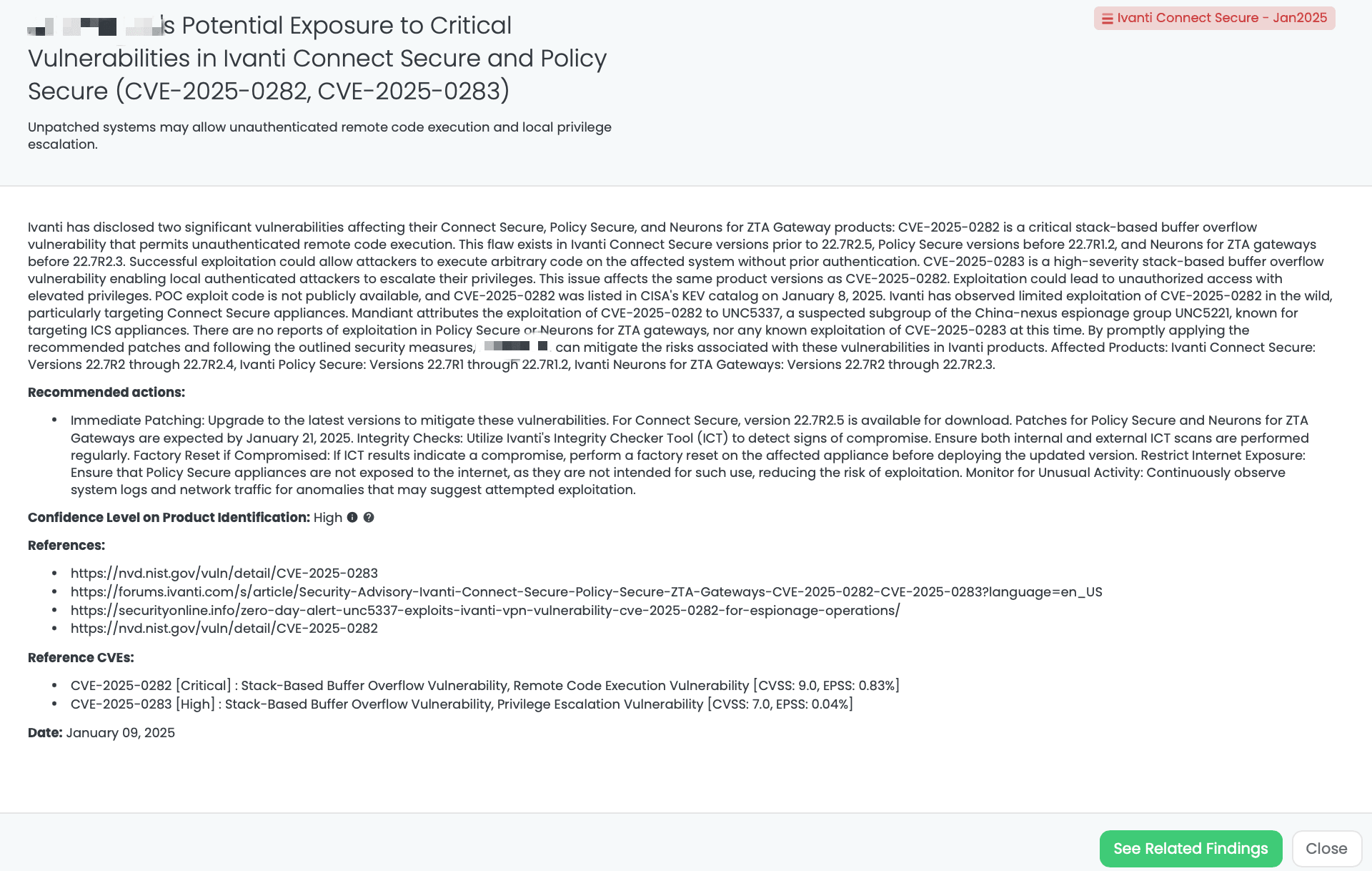 Black Kite’s Ivanti Connect Secure – Jan2025 FocusTagTM details critical insights on the event for TPRM professionals.