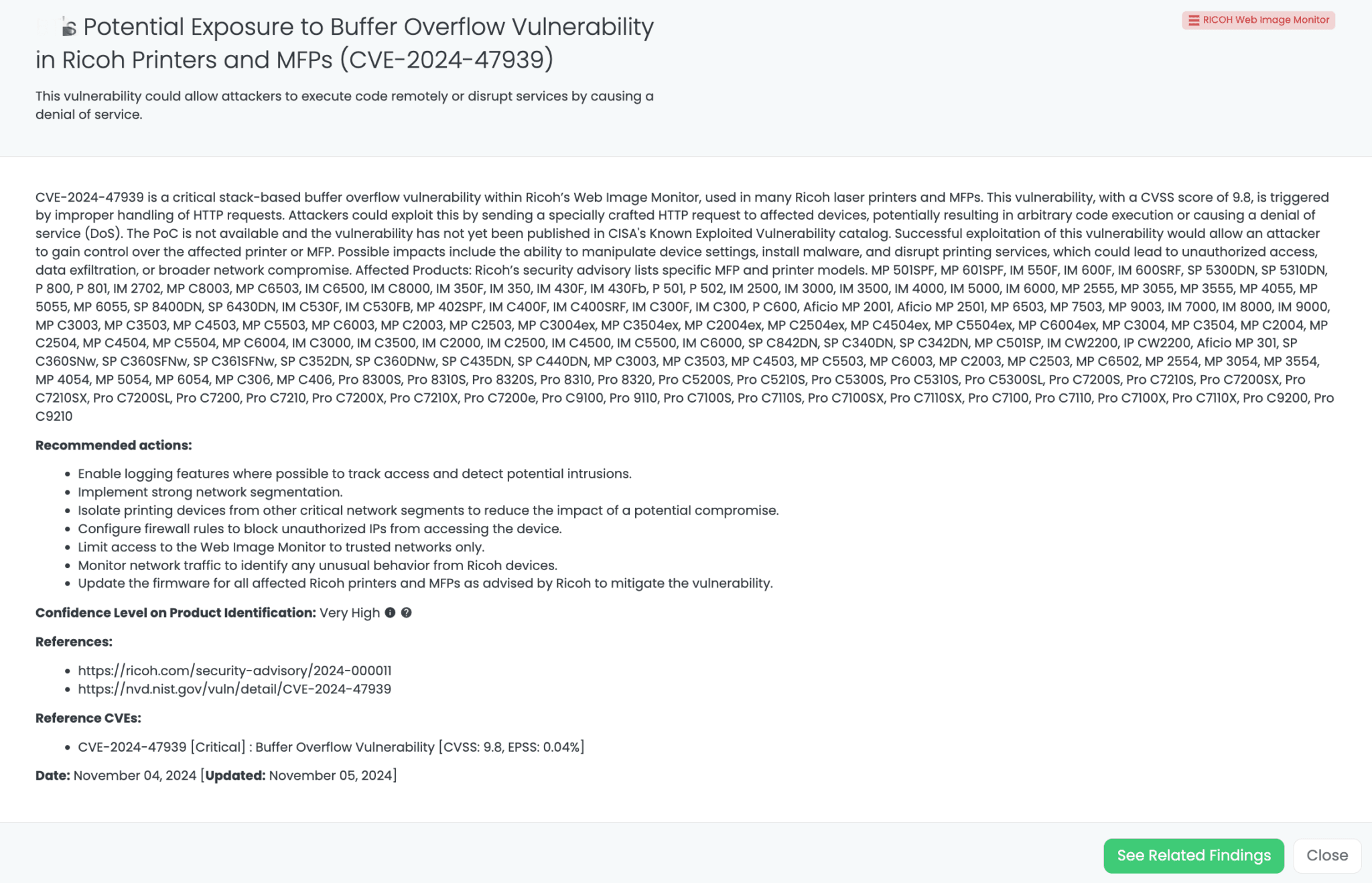 Black Kite’s RICOH Web Image Monitor FocusTagTM details critical insights on the event for TPRM professionals.
