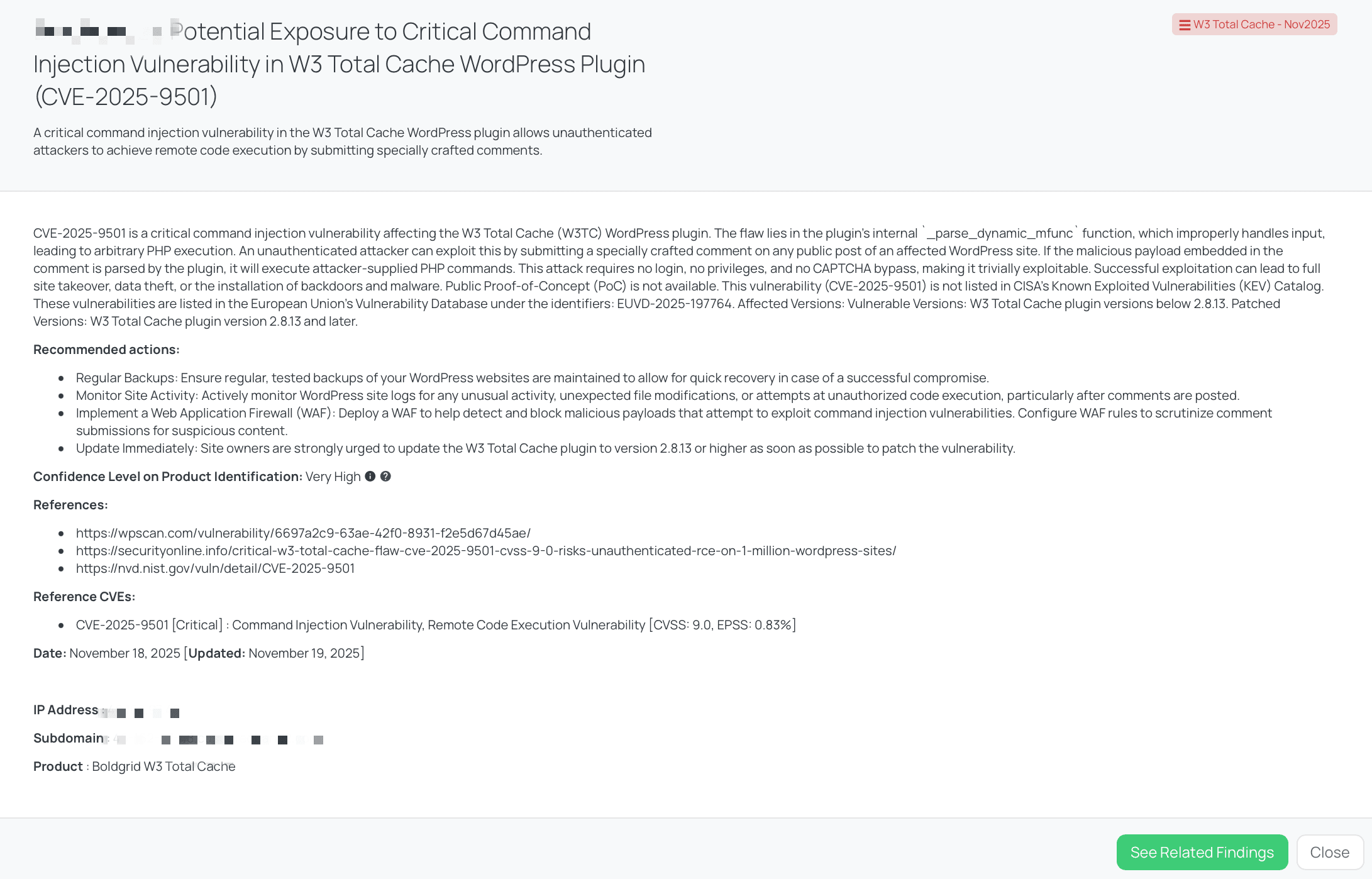 CVE-2025-9501 - W3 Total Cache - Nov2025