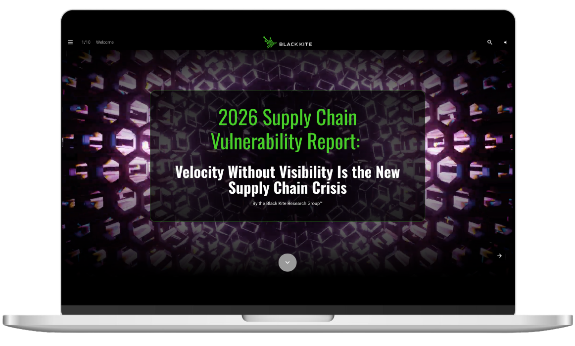 Black Kite 2026 Supply Chain Vulnerability Report laptop cover