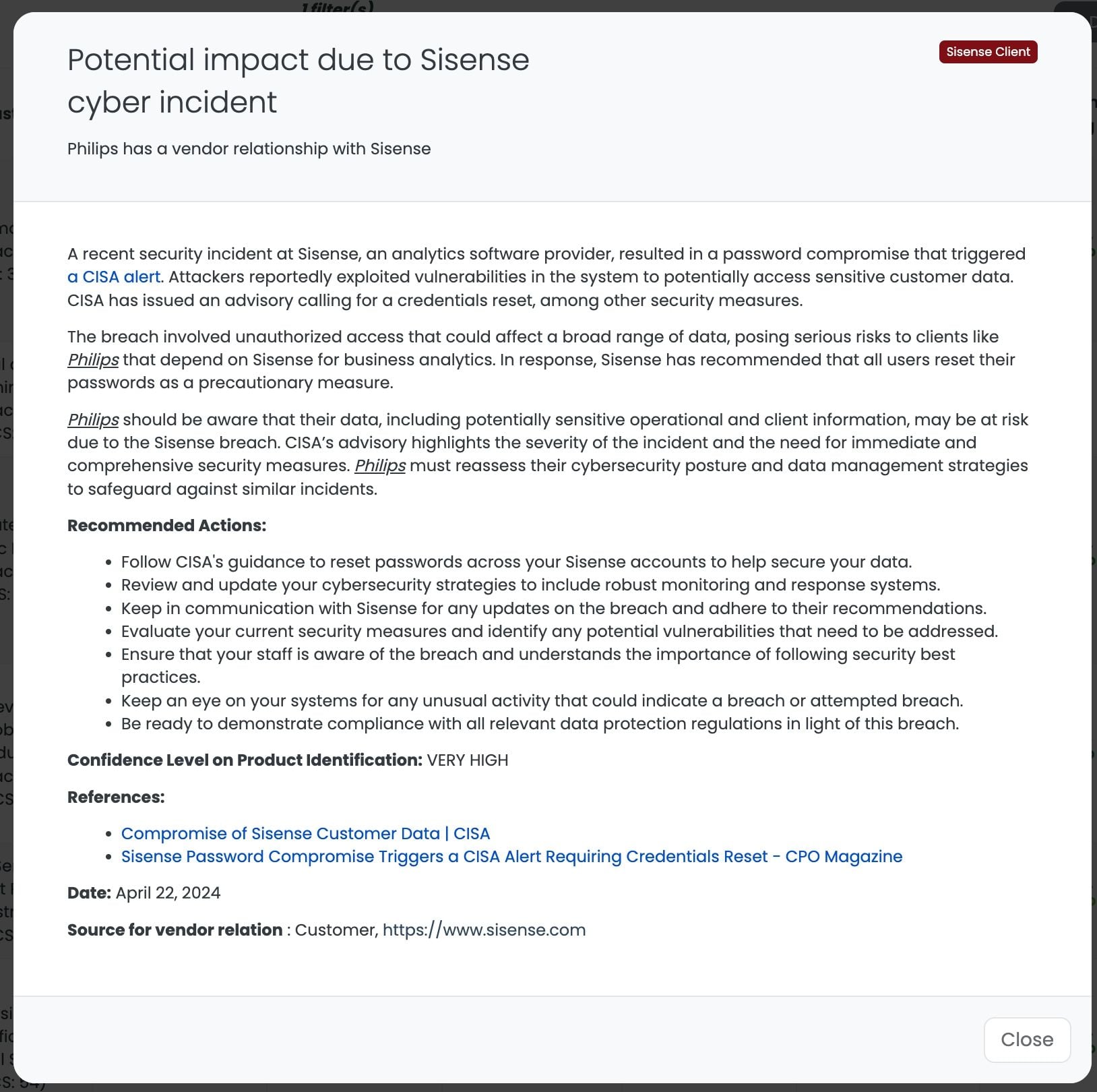Black Kite’s Sisense Client FocusTagTM details critical insights on the event for TPRM professionals.