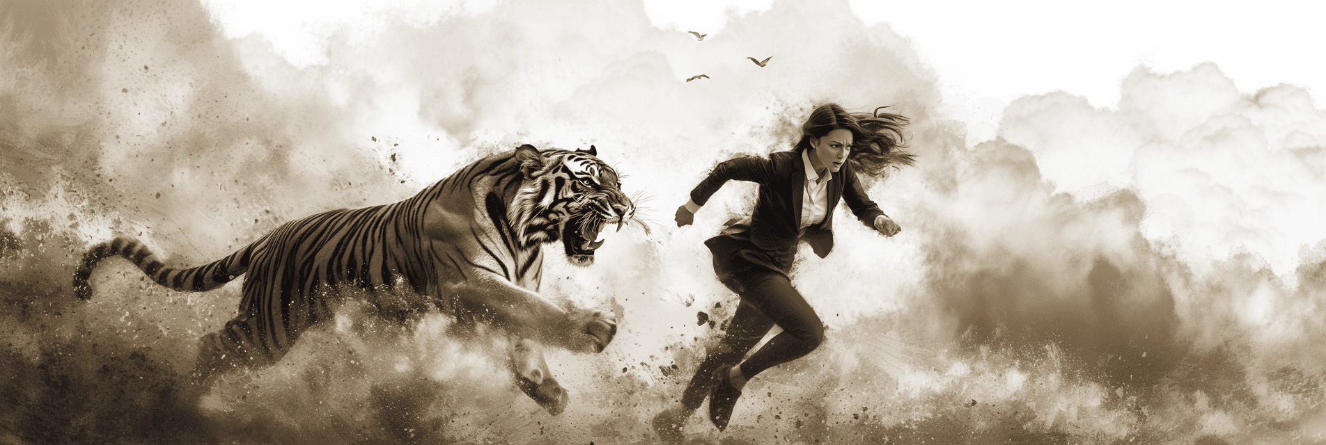 AI-generated image depicting an escape from cyber threats