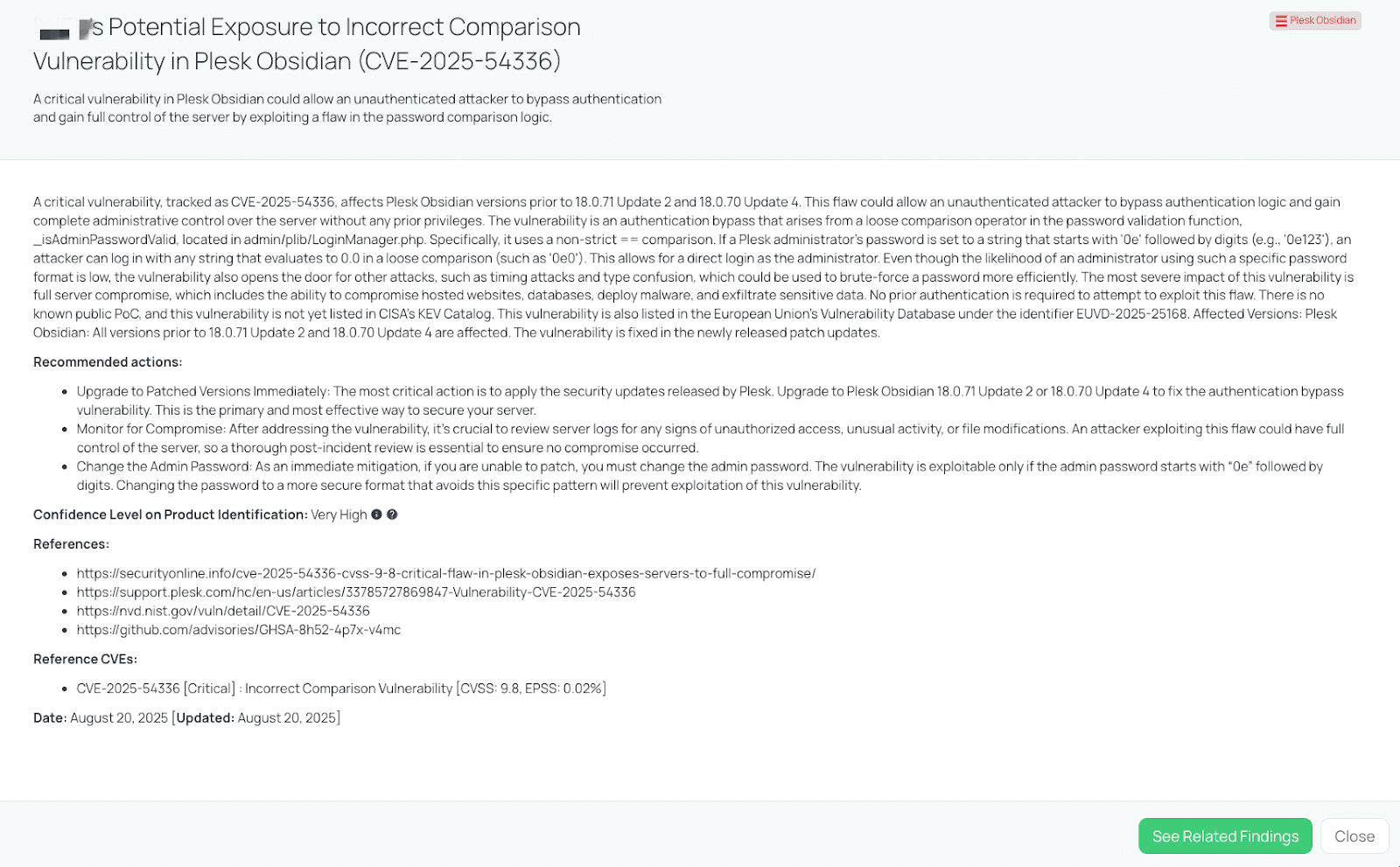 Black Kite’s Plesk Obsidian FocusTagTM details critical insights on the event for TPRM professionals.