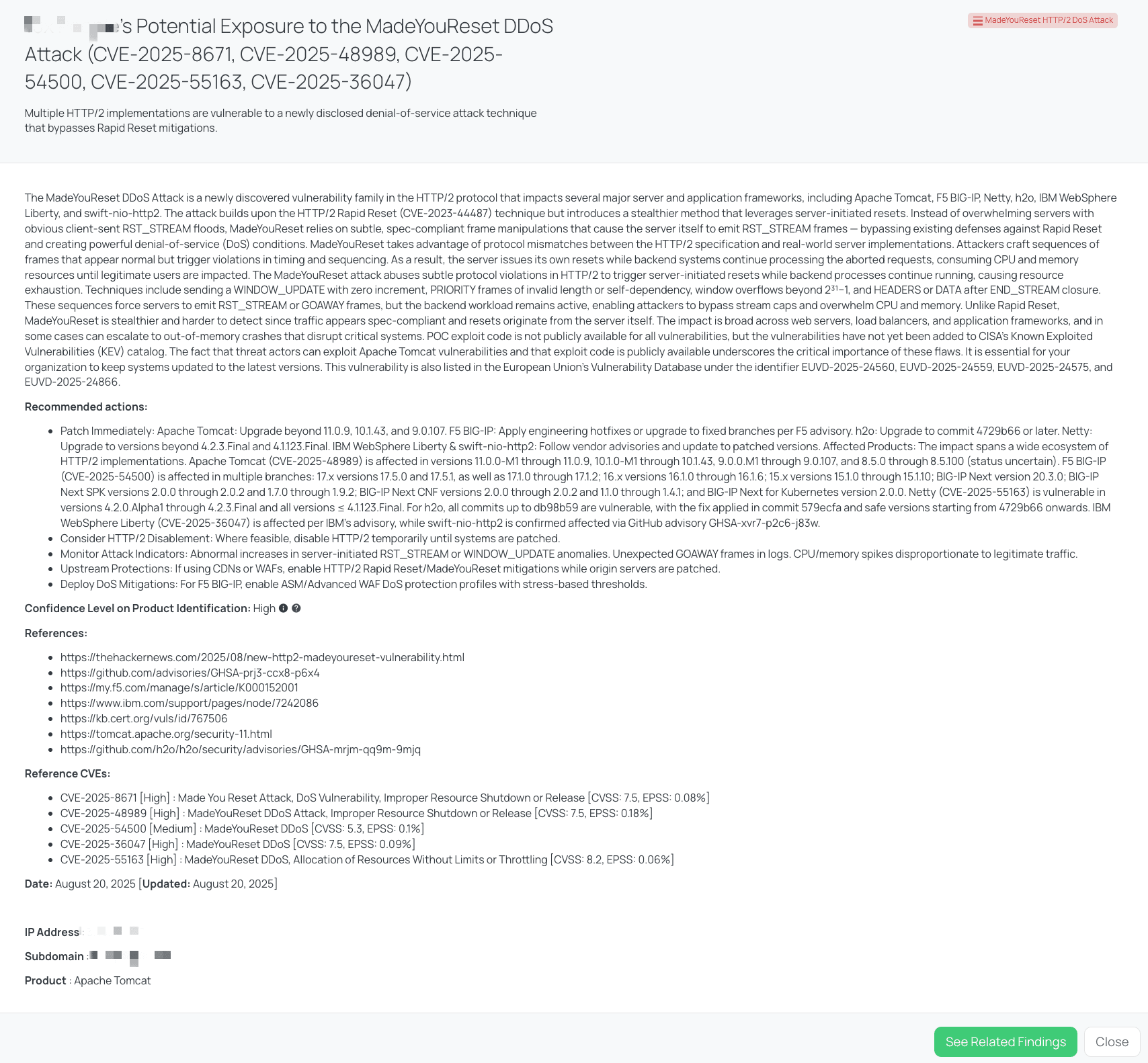 Black Kite’s MadeYouReset HTTP/2 DoS Attack FocusTagTM details critical insights on the event for TPRM professionals.