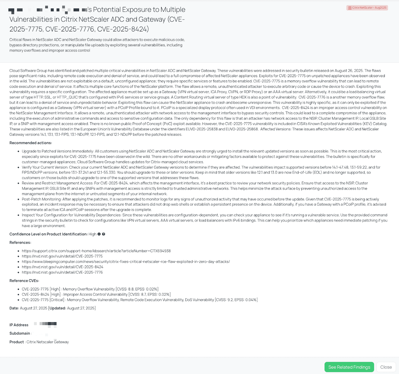 Black Kite’s Citrix NetScaler – Aug2025 Attack FocusTagTM details critical insights on the event for TPRM professionals.
