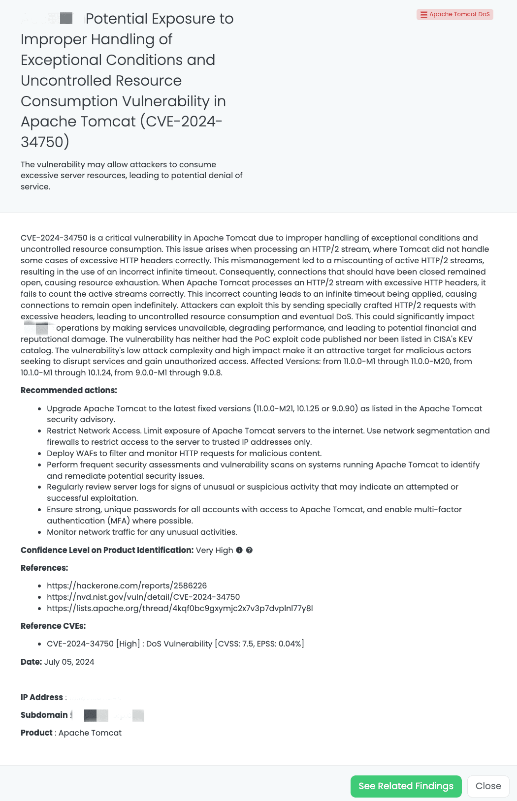 Black Kite’s Apache Tomcat DoS FocusTagTM details critical insights on the event for TPRM professionals.