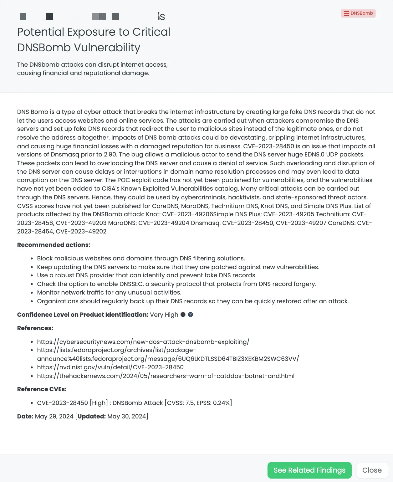 Black Kite’s DNSBomb FocusTagTM details critical insights on the event for TPRM professionals.