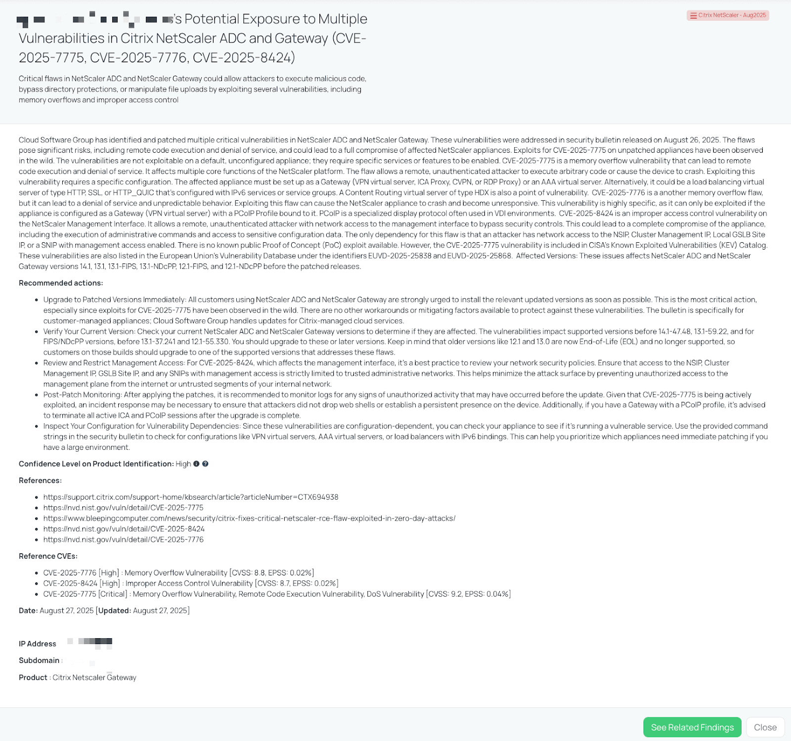 Black Kite’s Citrix NetScaler – Aug2025 Attack FocusTagTM details critical insights on the event for TPRM professionals.